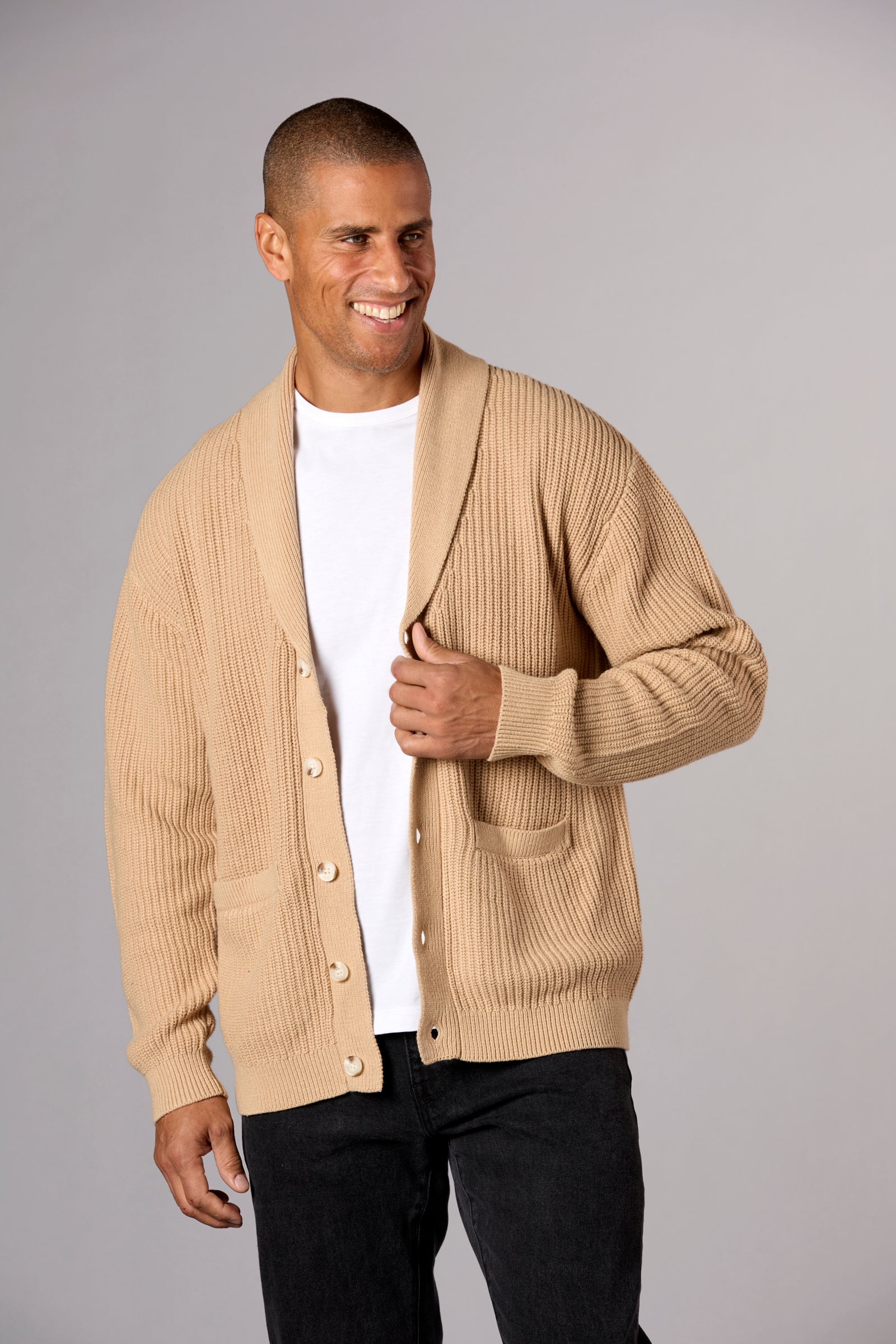 Chunky Shawl Collar Cardigan Oat