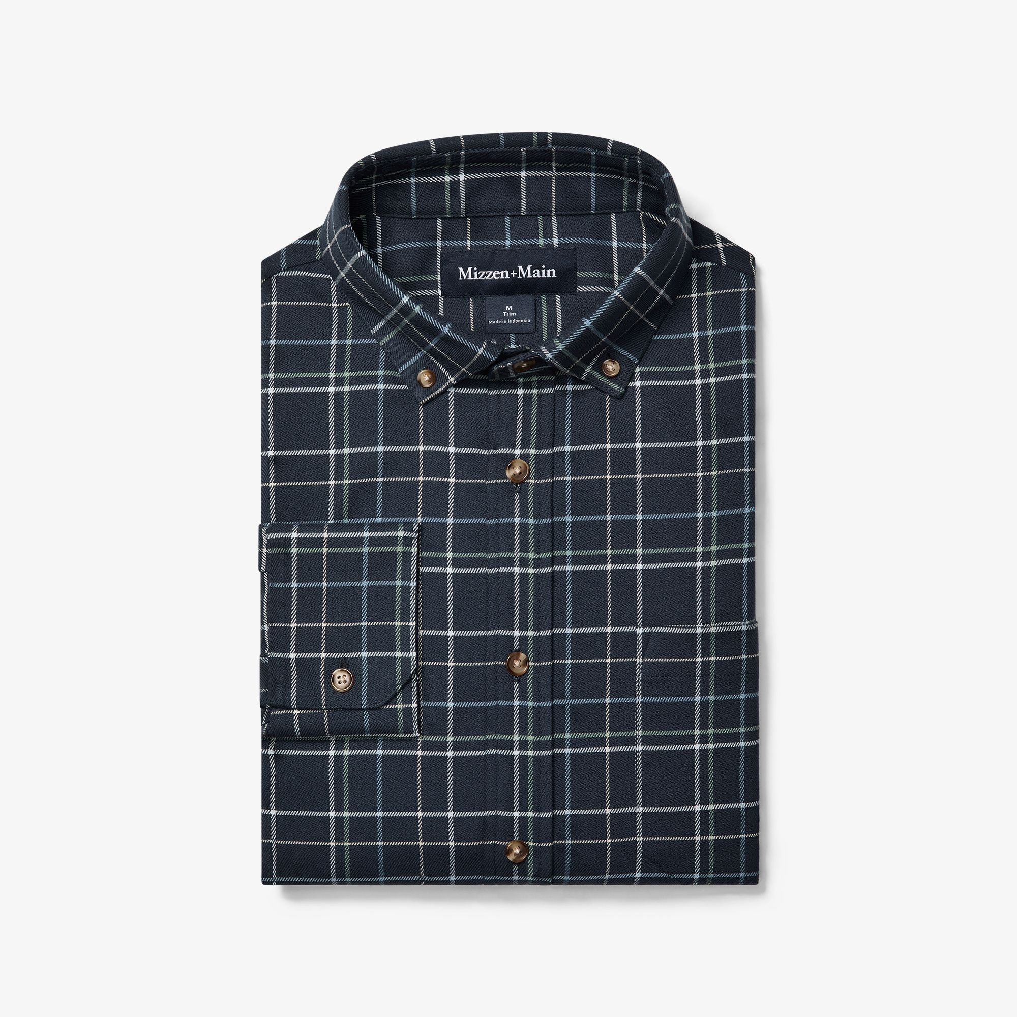 City Flannel Twill, Navy Andrew Plaid