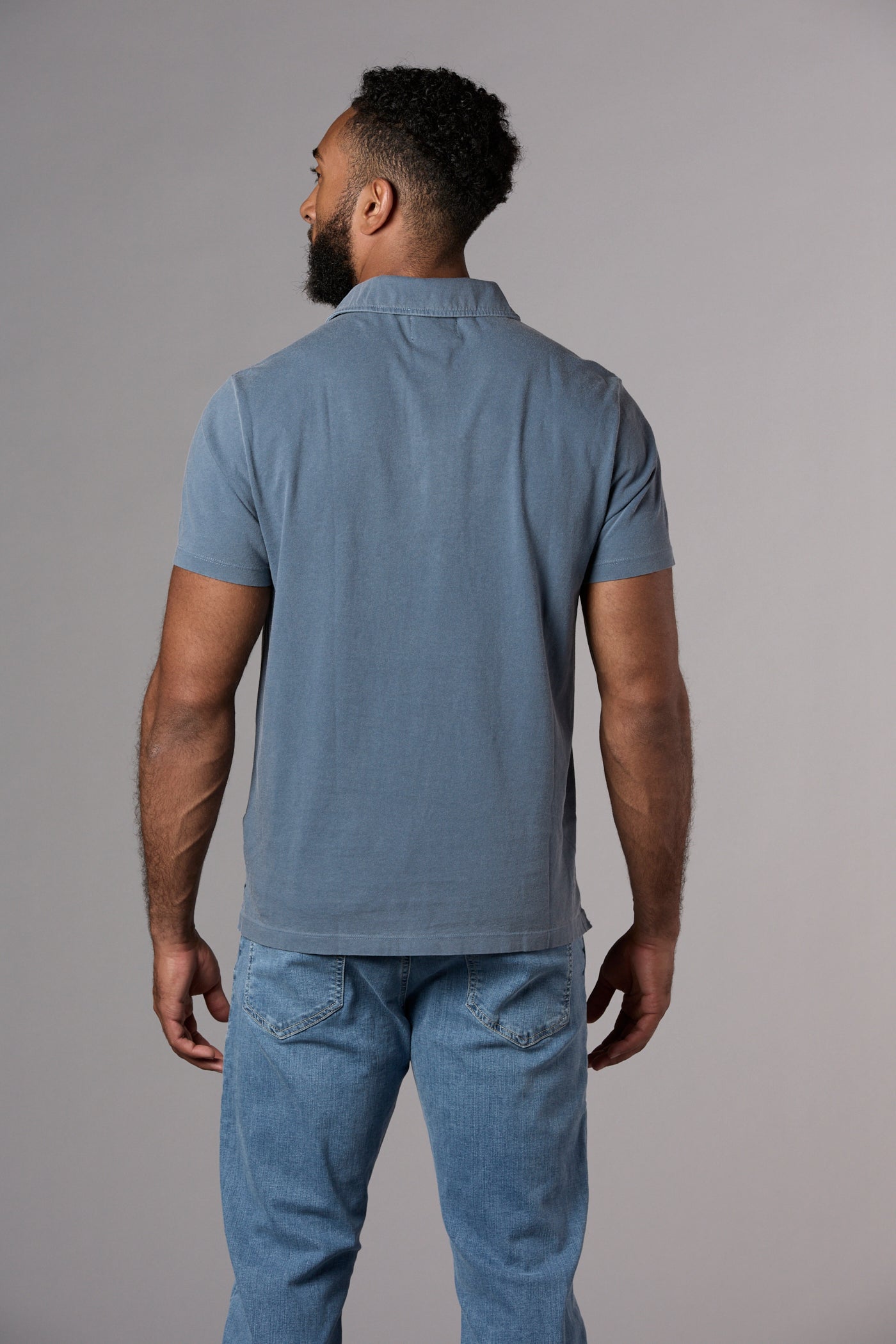 Billy Standard Fit Garment Dyed Polo Washed Indigo