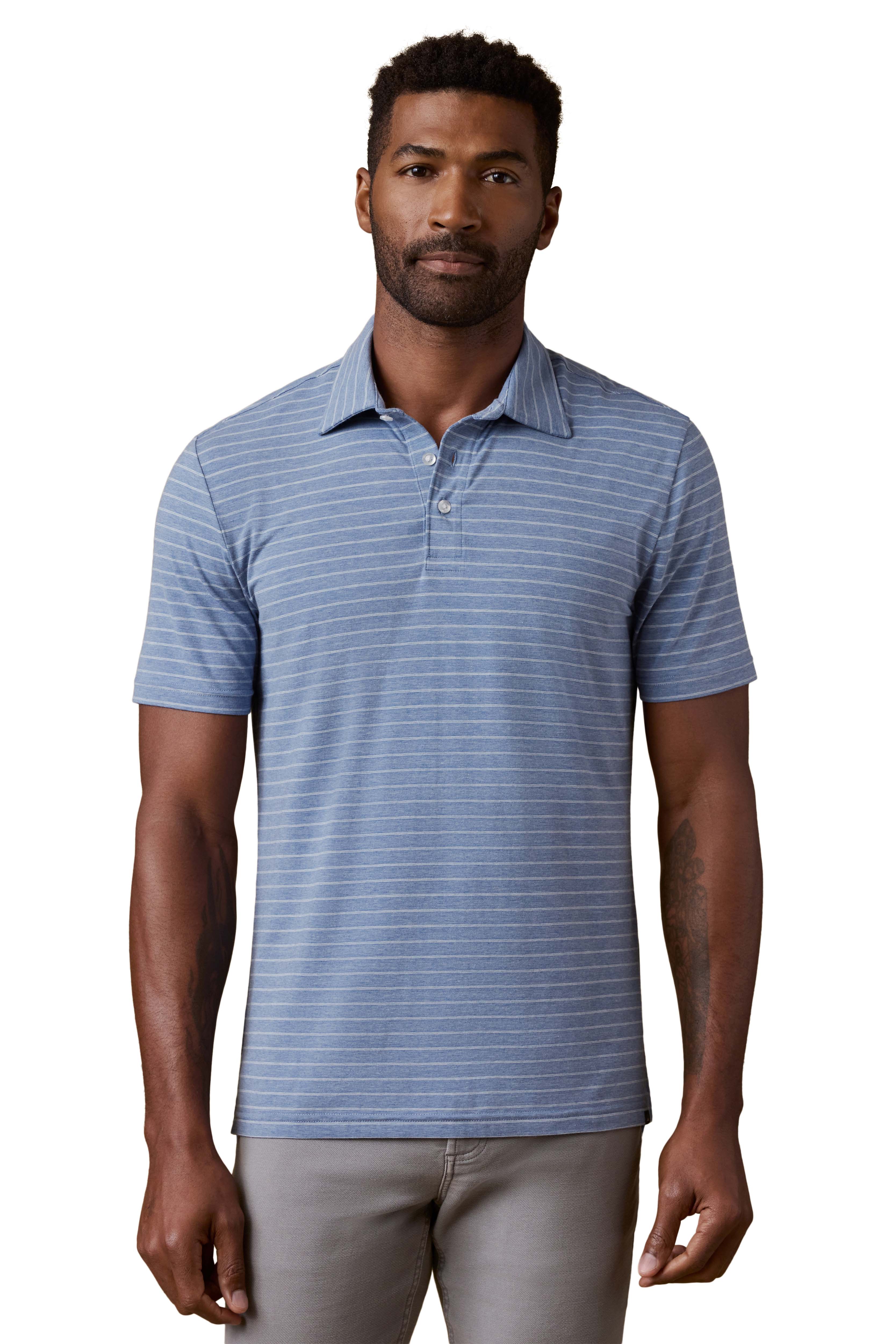 Movement Short Sleeve Polo Twilight Grey Heather Stripe