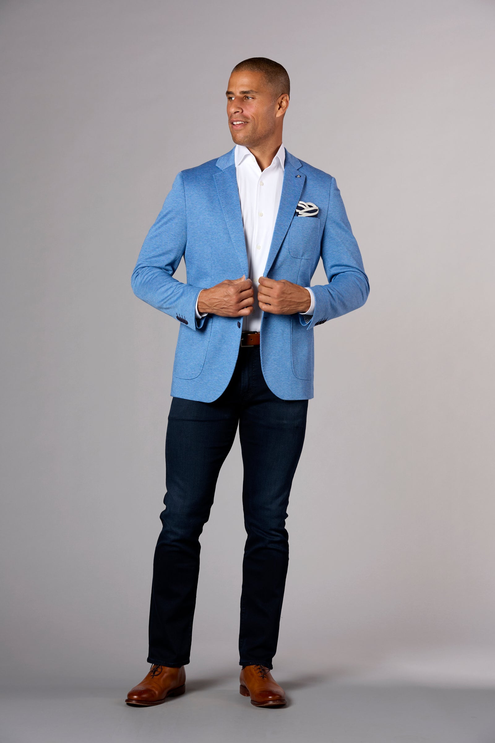 Stretch Knit Patch Pocket Blazer Indigo