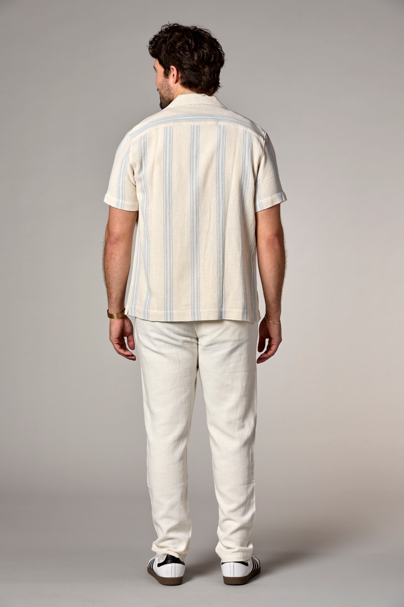 Bahamas S/S Striped Camp Shirt Light Blue/Ecru Stripe