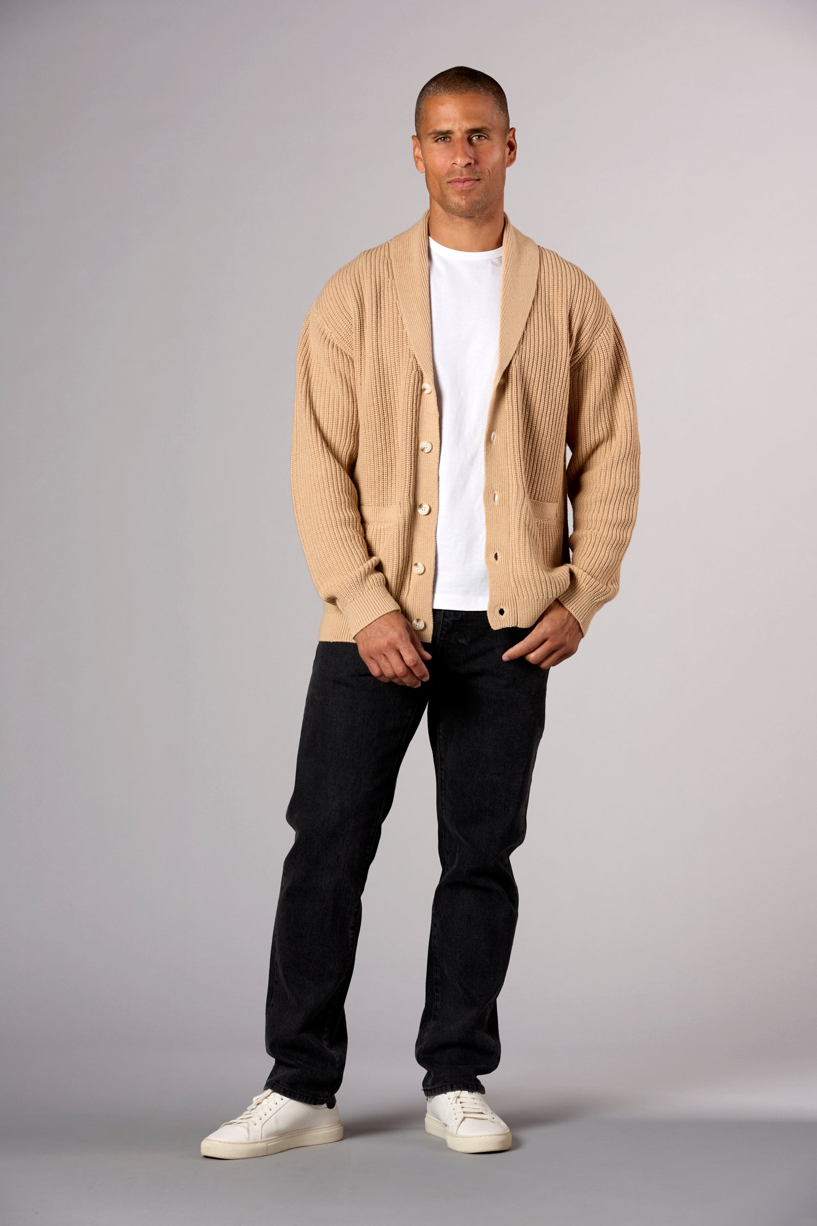 Chunky Shawl Collar Cardigan Oat
