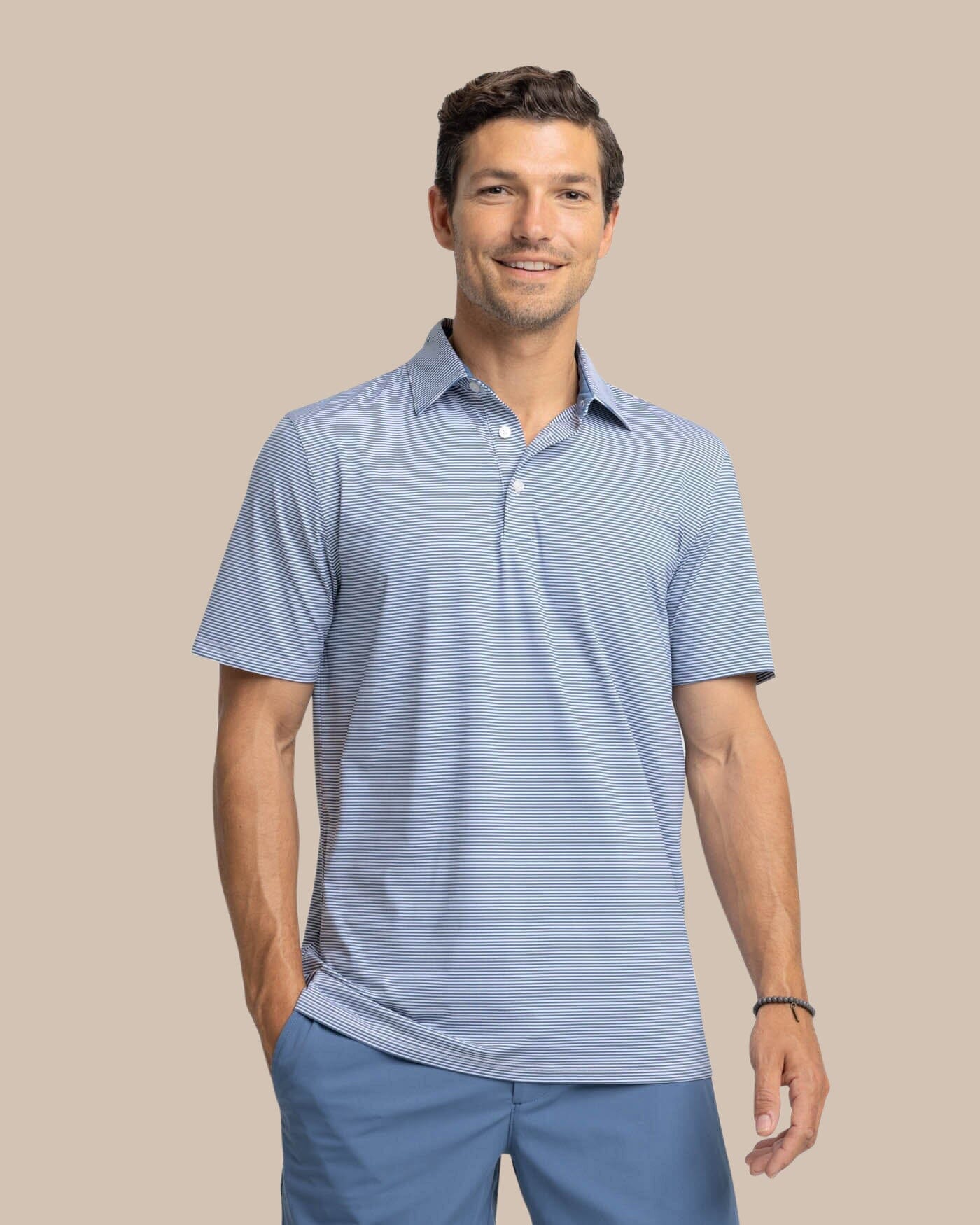 Brrreeze Meadowbrook Stripe Polo Aged Denim