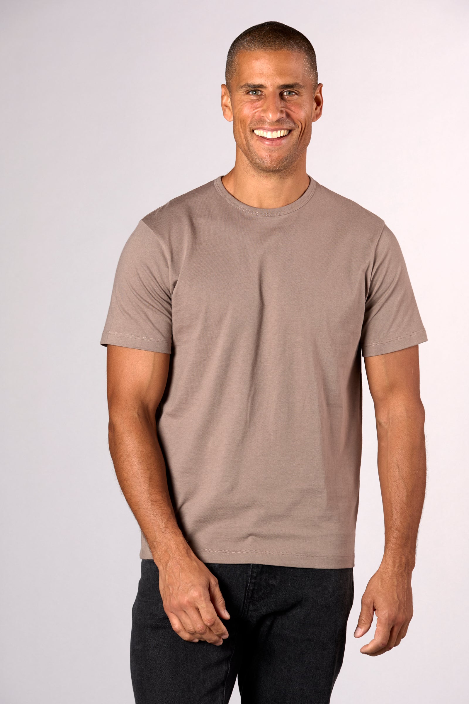 The Hudson Crew Tee in Heavy Cotton Jersey Cobblestone