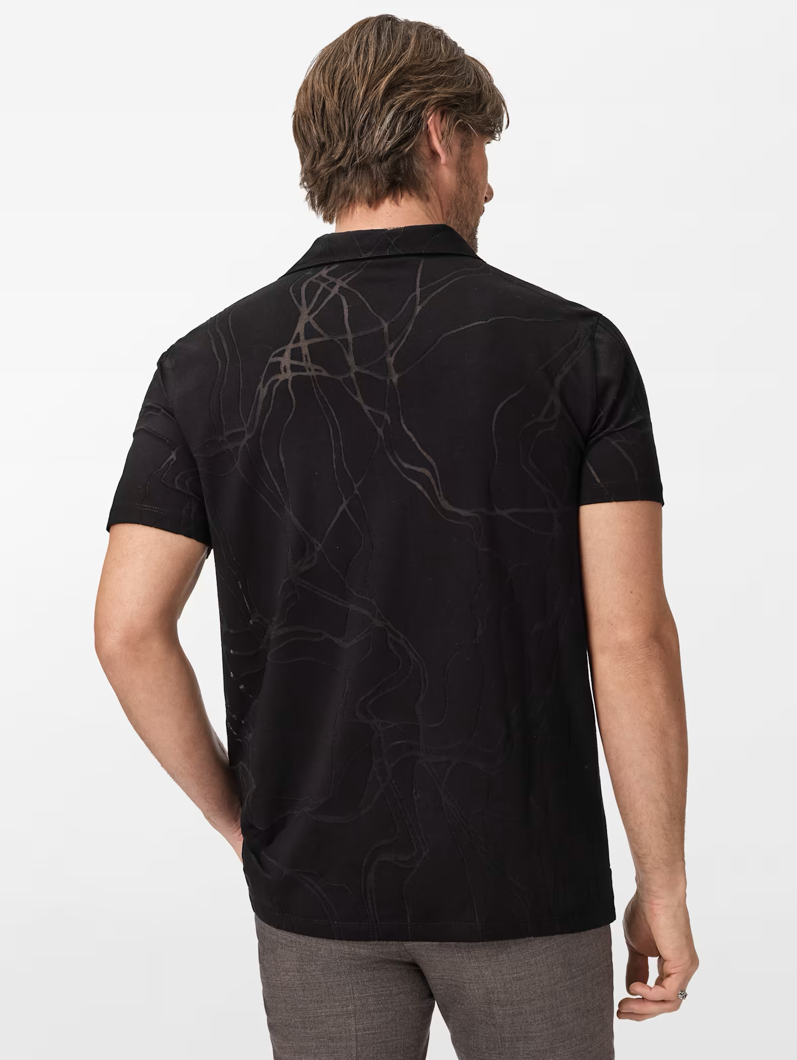 Elio Shirt with Tangled Burnout Lines Black
