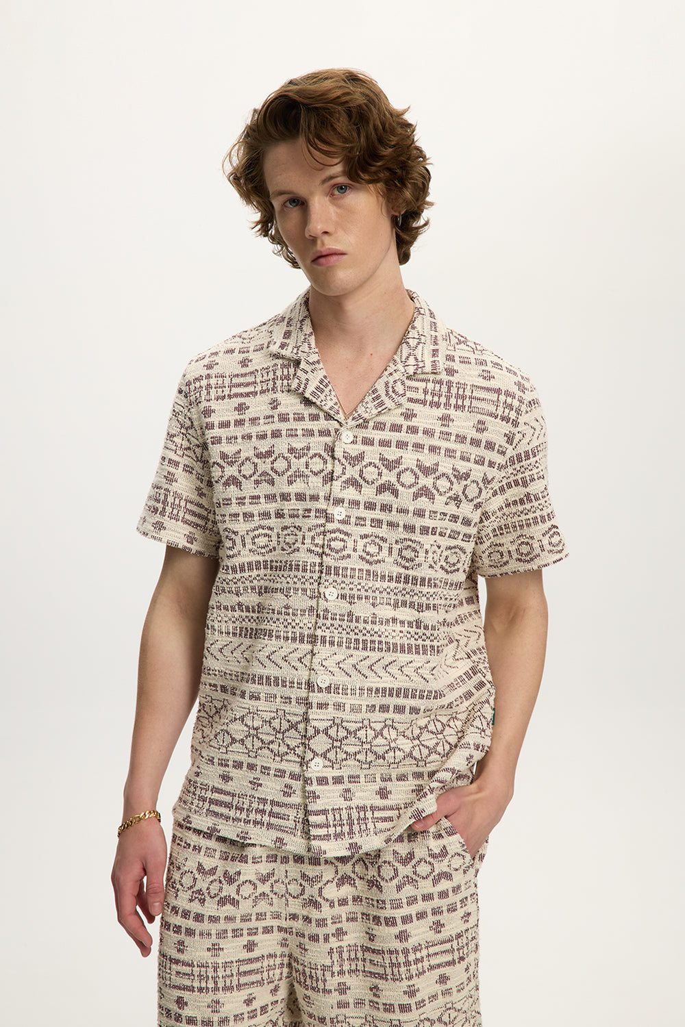 Jaquard Tribal Shirt Burgundy