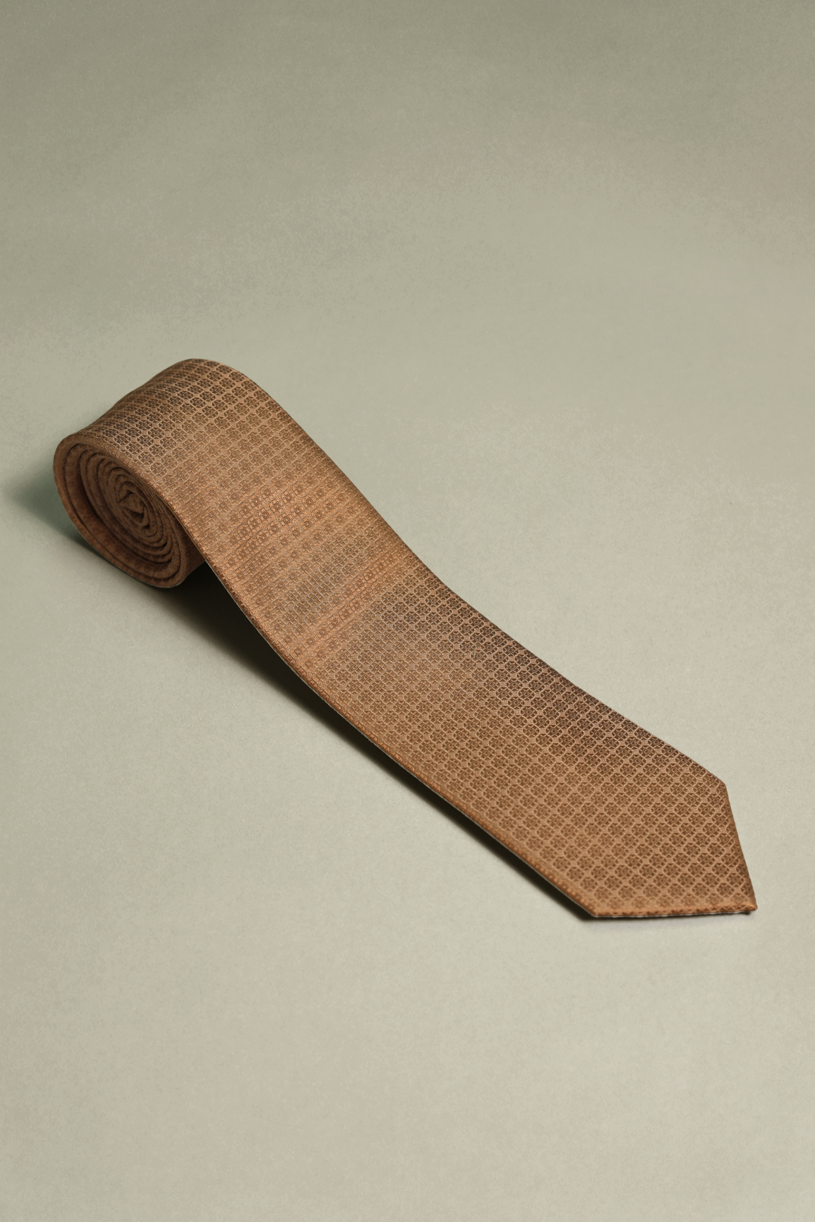 Champagne Silk Woven Geo Tie