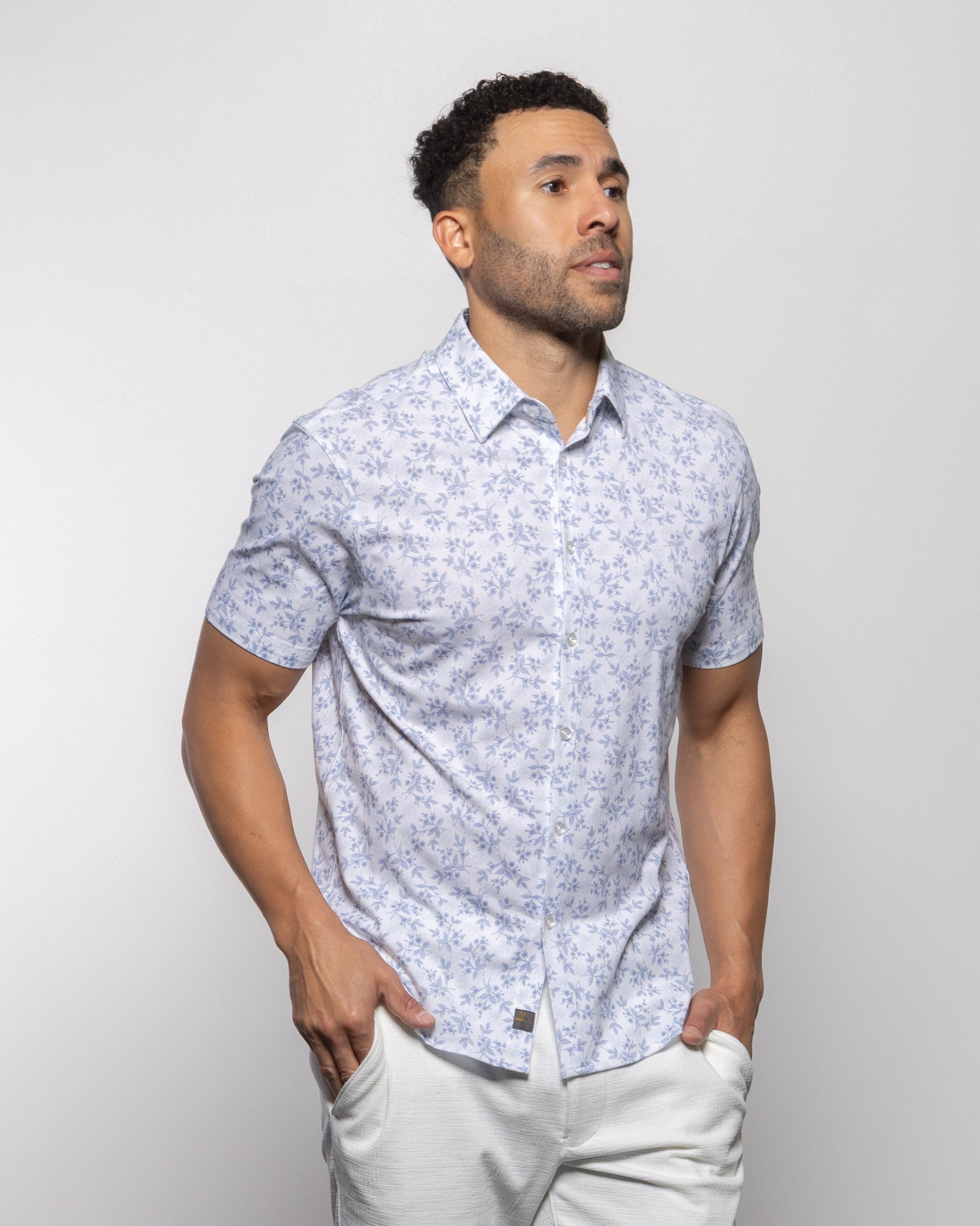 Bello Wildflower Short Sleeve Shirt Summer White