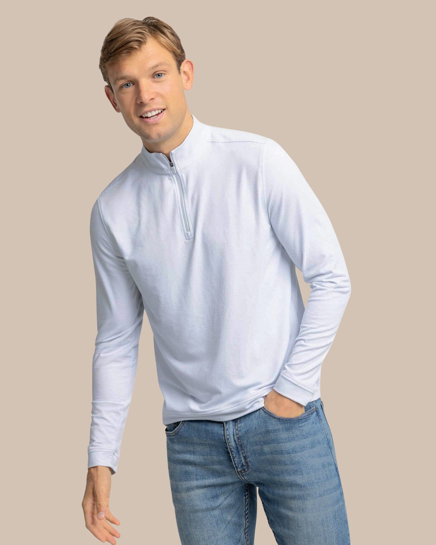 Cruiser Micro-Stripe Q-Zip Heather Slate Grey