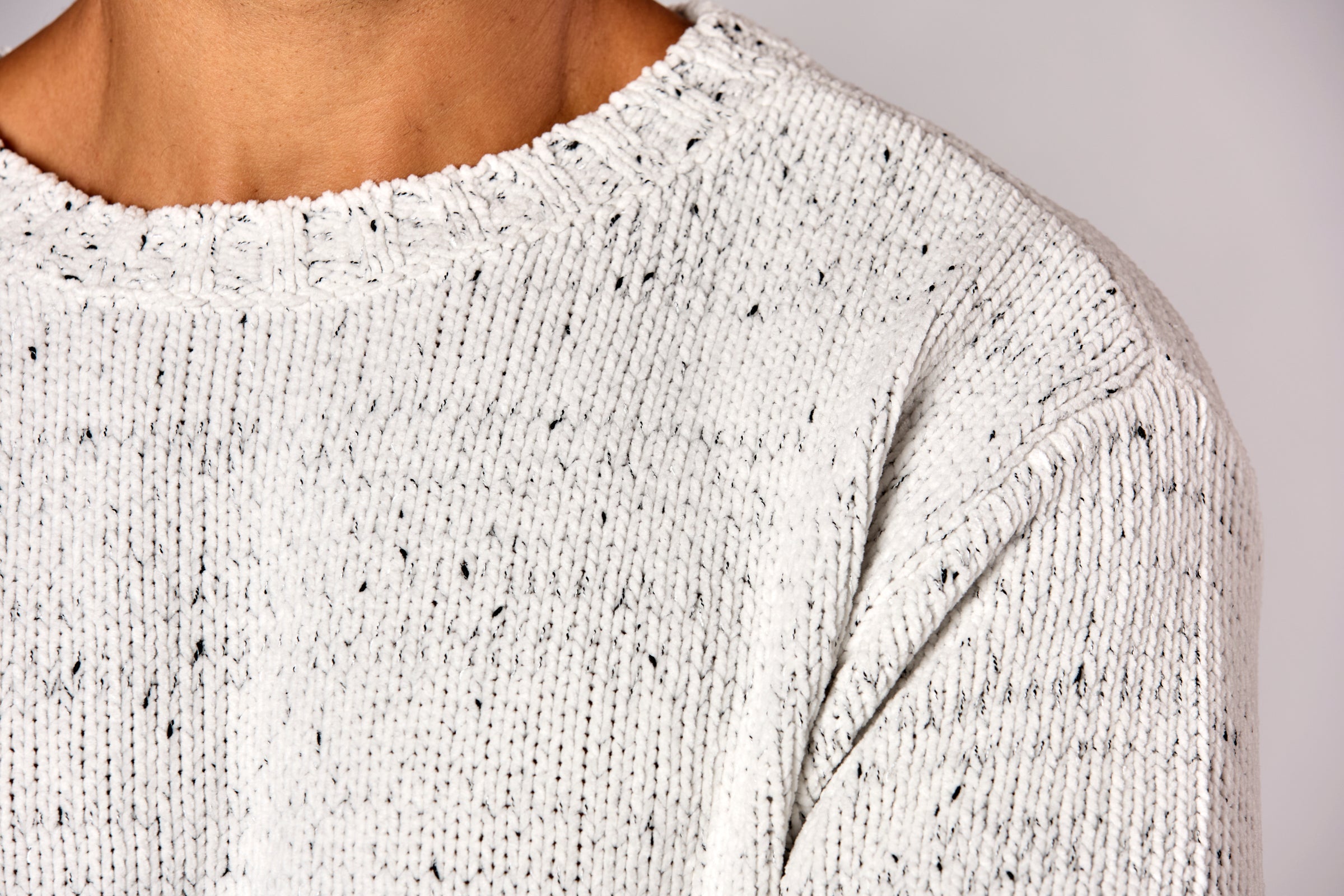 Chunky Chenille Crew Ivory Speckle