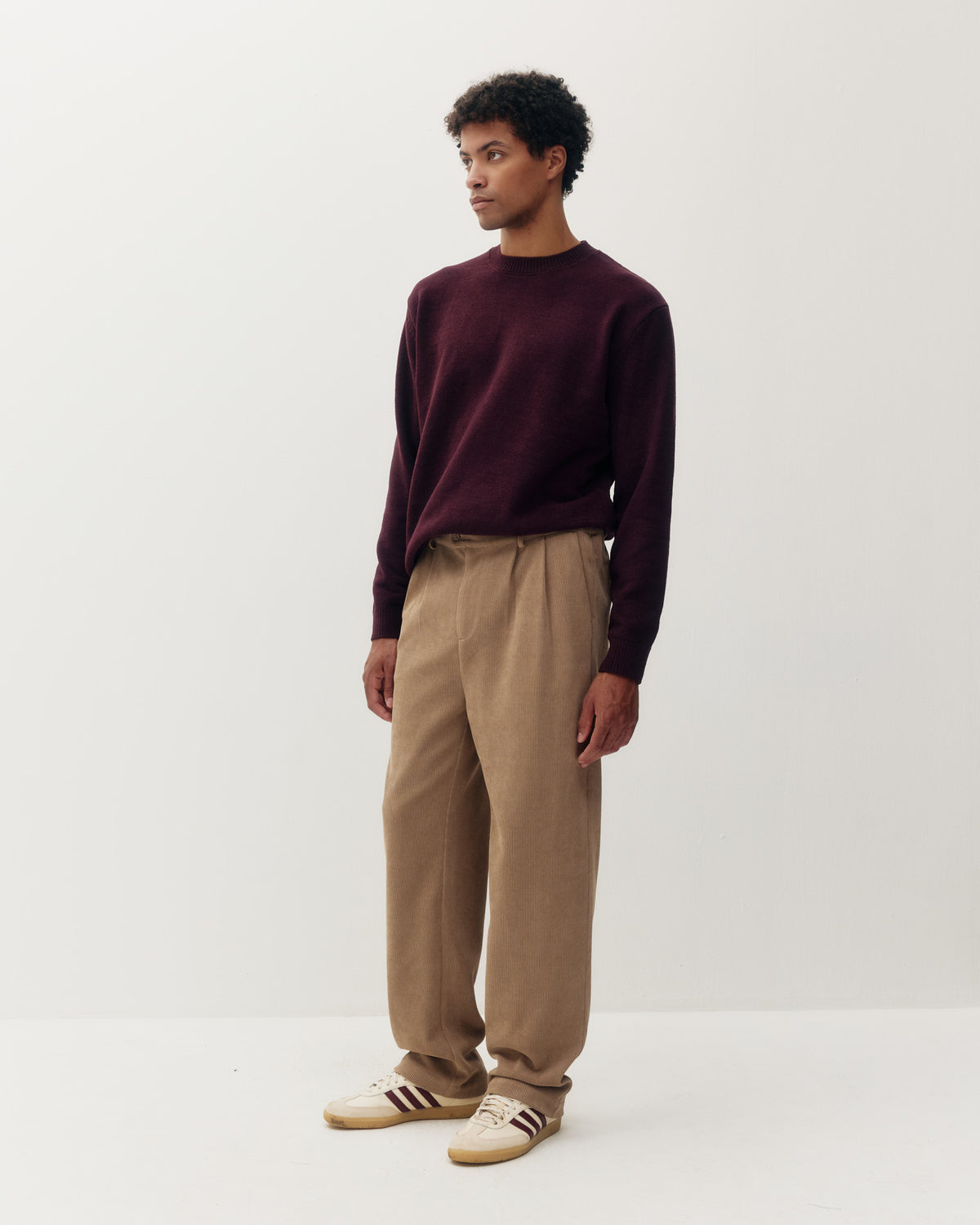 Chenille Knit Pleated Trouser Taupe