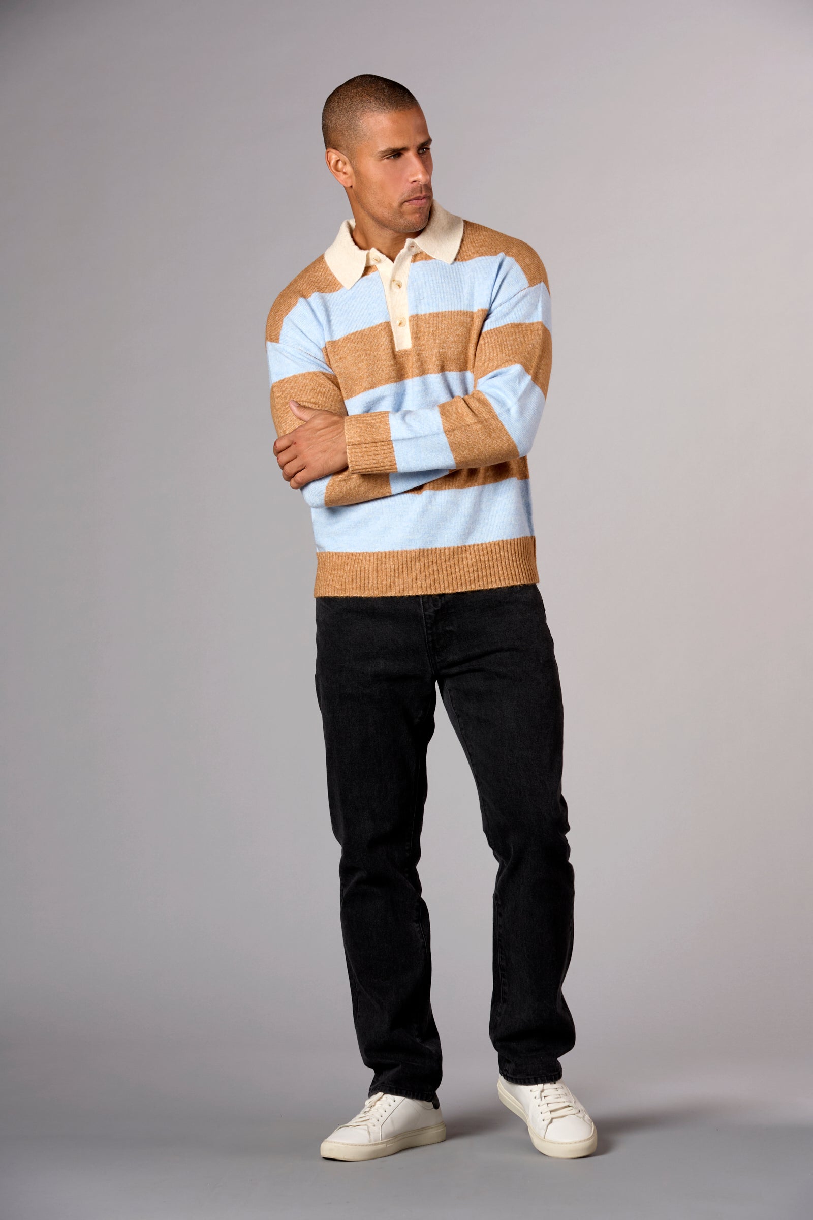 Striped Rugby Sweater Blue/Oat