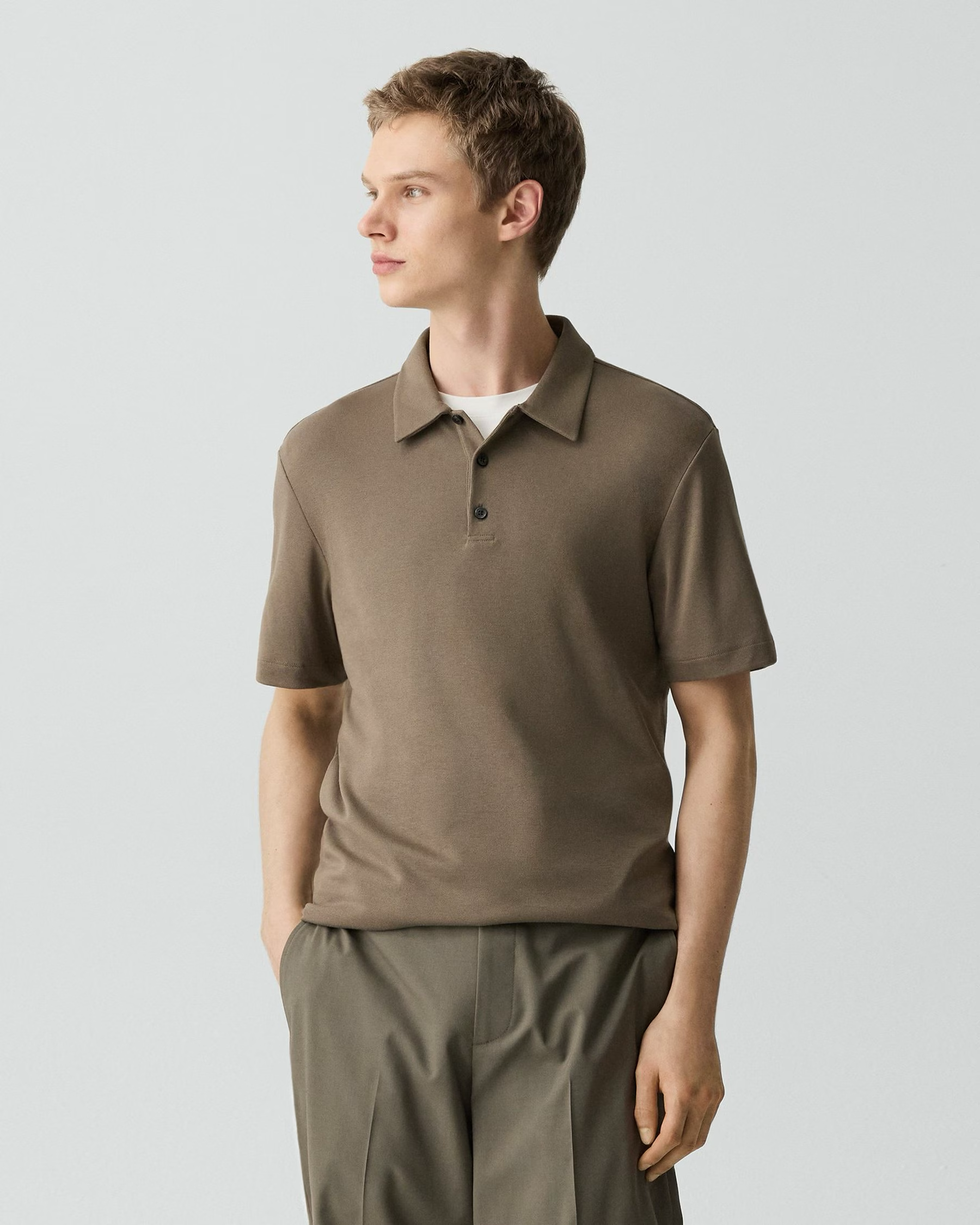 Bron Polo Shirt in Anemone Modal Jersey Morel