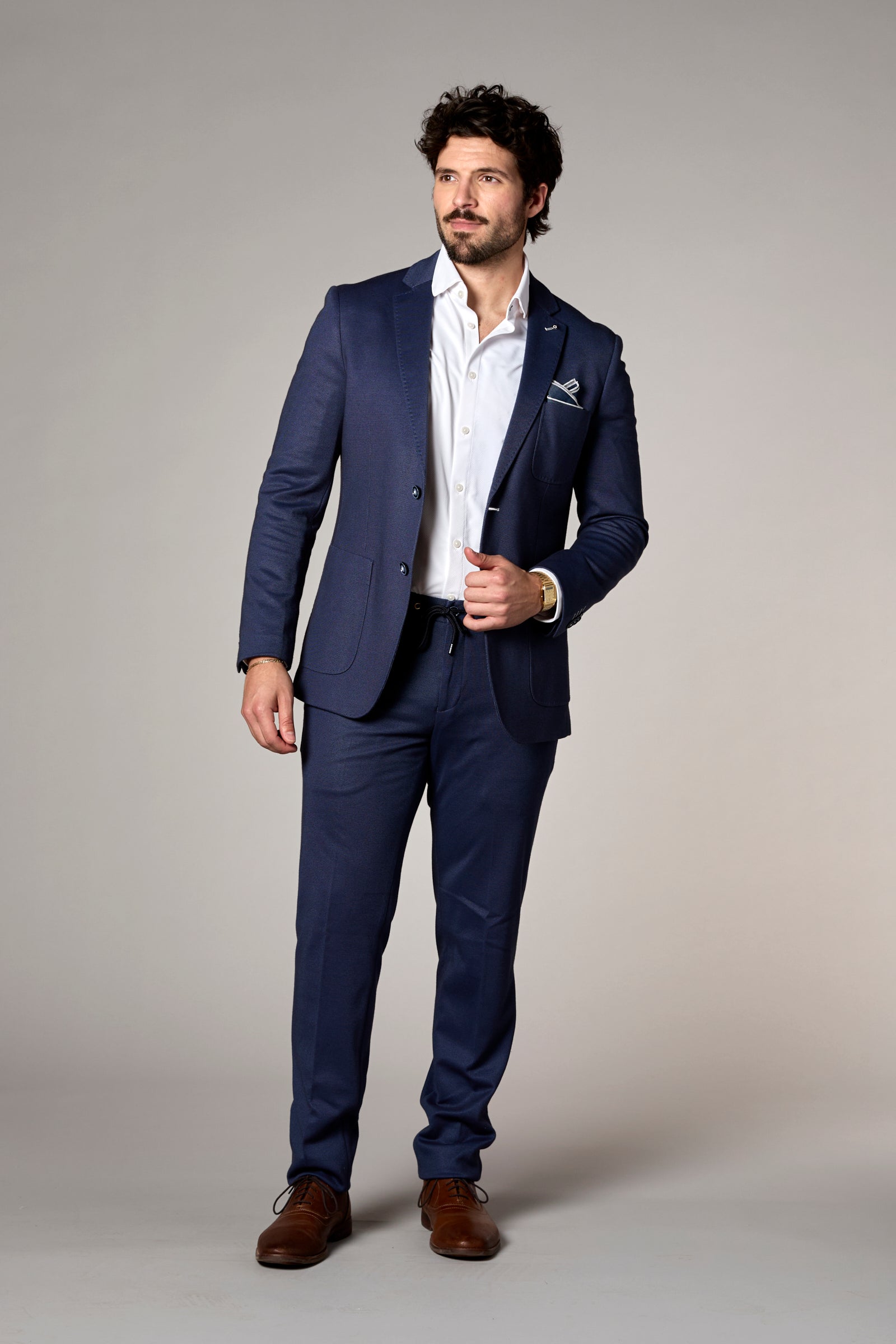 Stretch Knit Patch Pocket Blazer Navy