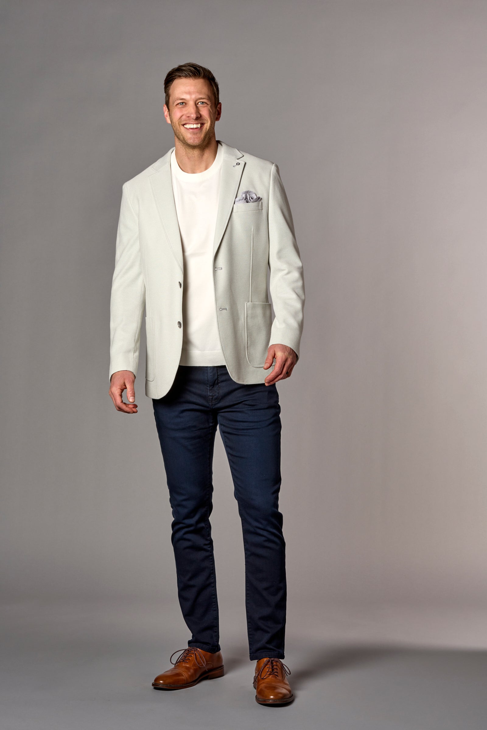 Unlined Blazer W/ Pocket Light Grey