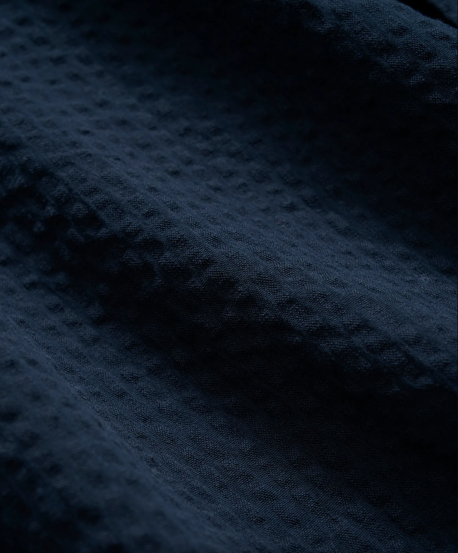 SPT Long Sleeve Seersucker Solid Regular Solid Navy