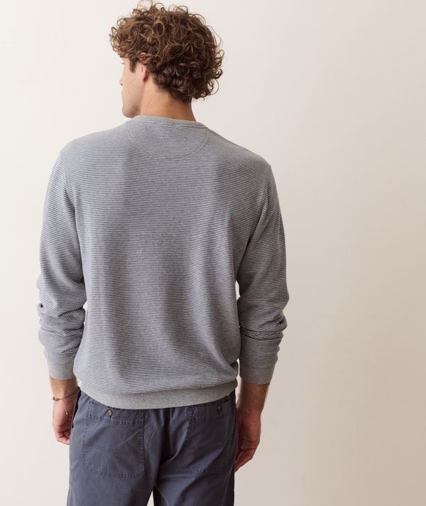 Relaxed Cloud 9 Terry Crewneck Heather Grey Stripe