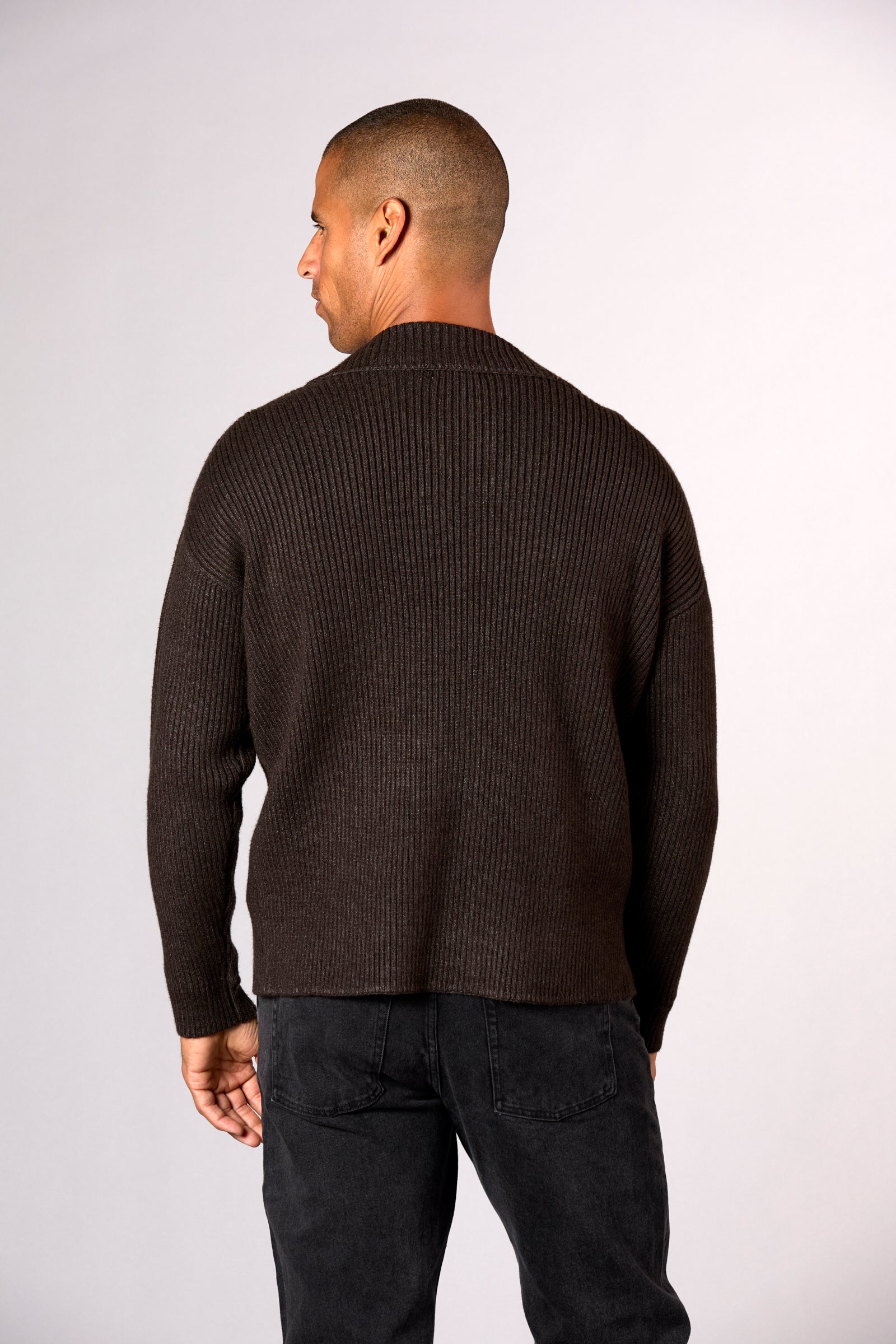 Whipstitch Sweater Jacket Charcoal