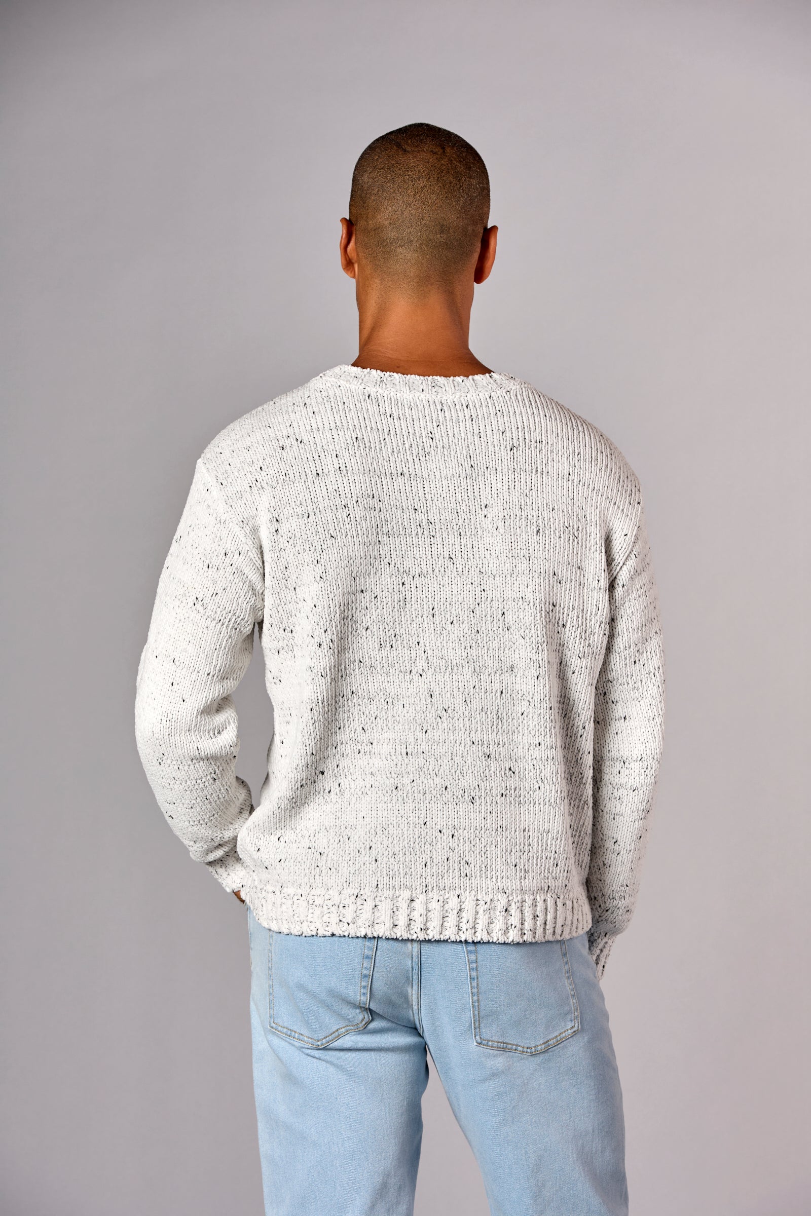 Chunky Chenille Crew Ivory Speckle