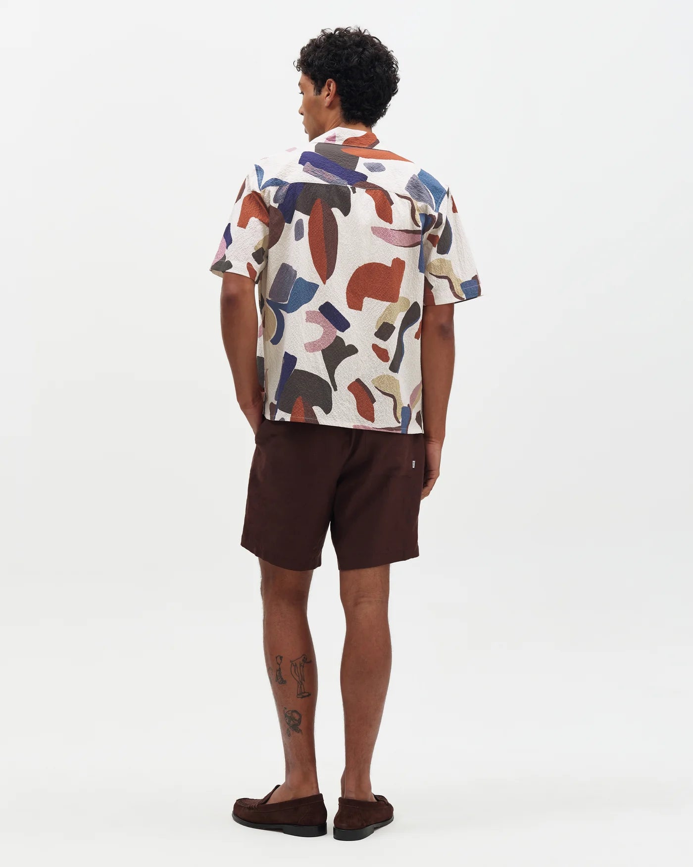 Didcot Short Sleeve Shirt in Abstract Shapes Ecru/Multi