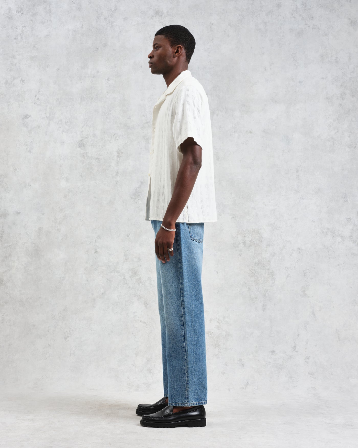 Didcot Open Weave Shirt Ecru Grid