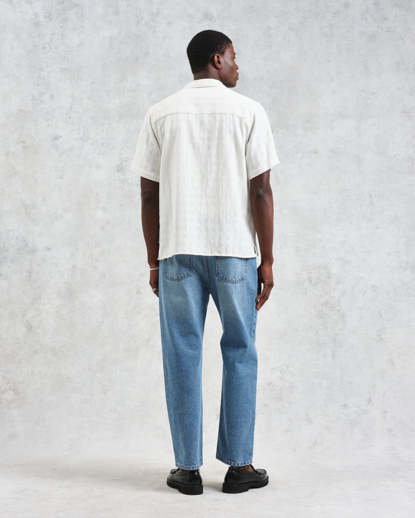 Didcot Open Weave Shirt Ecru Grid