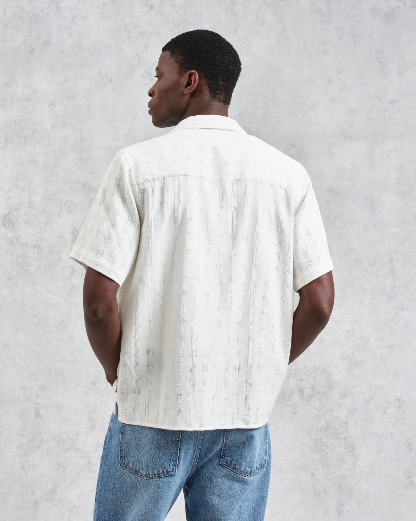 Didcot Open Weave Shirt Ecru Grid