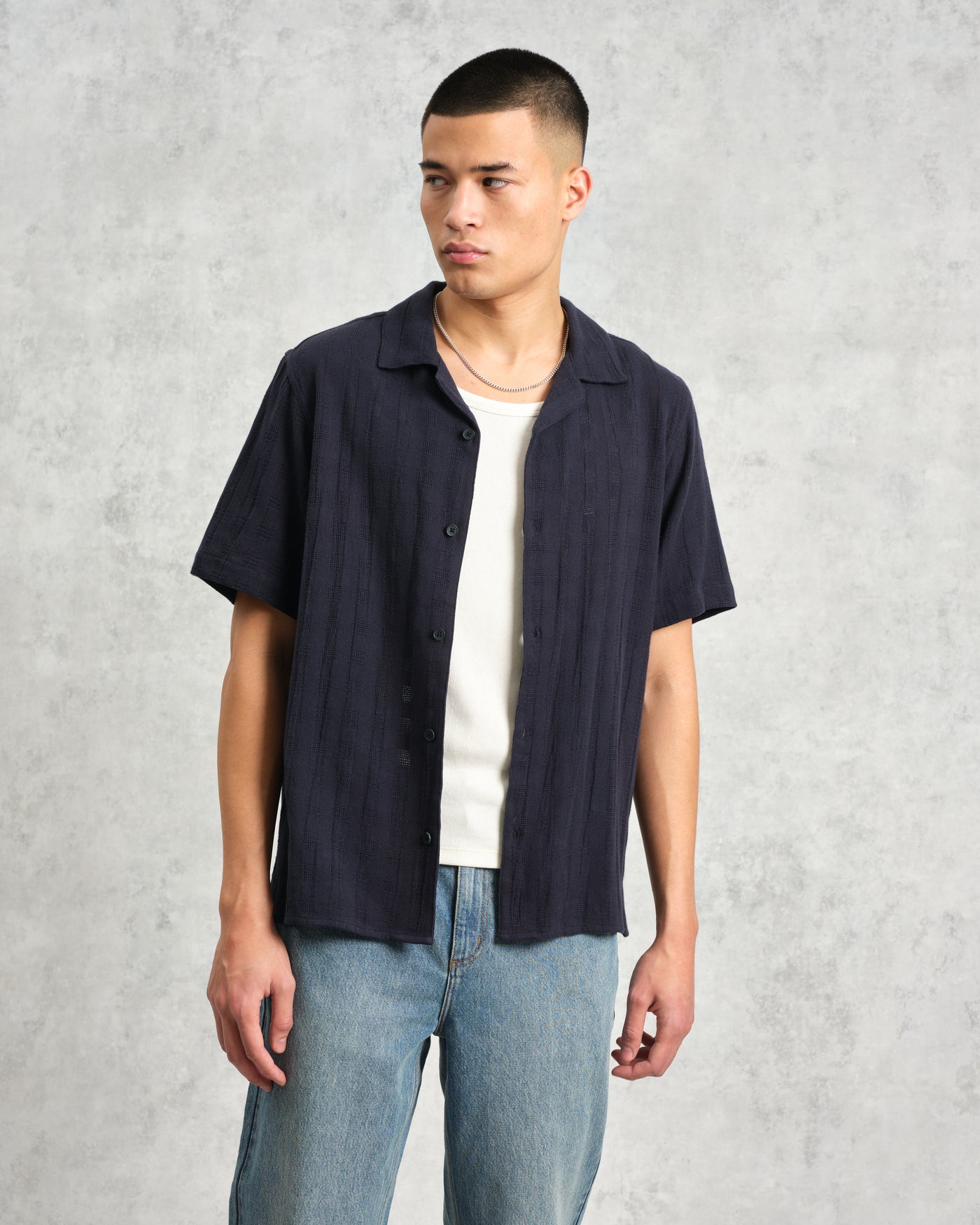 Didcot Open Weave Shirt Navy