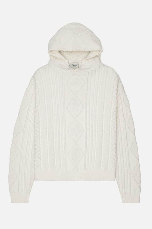 White knitted hoodie sale