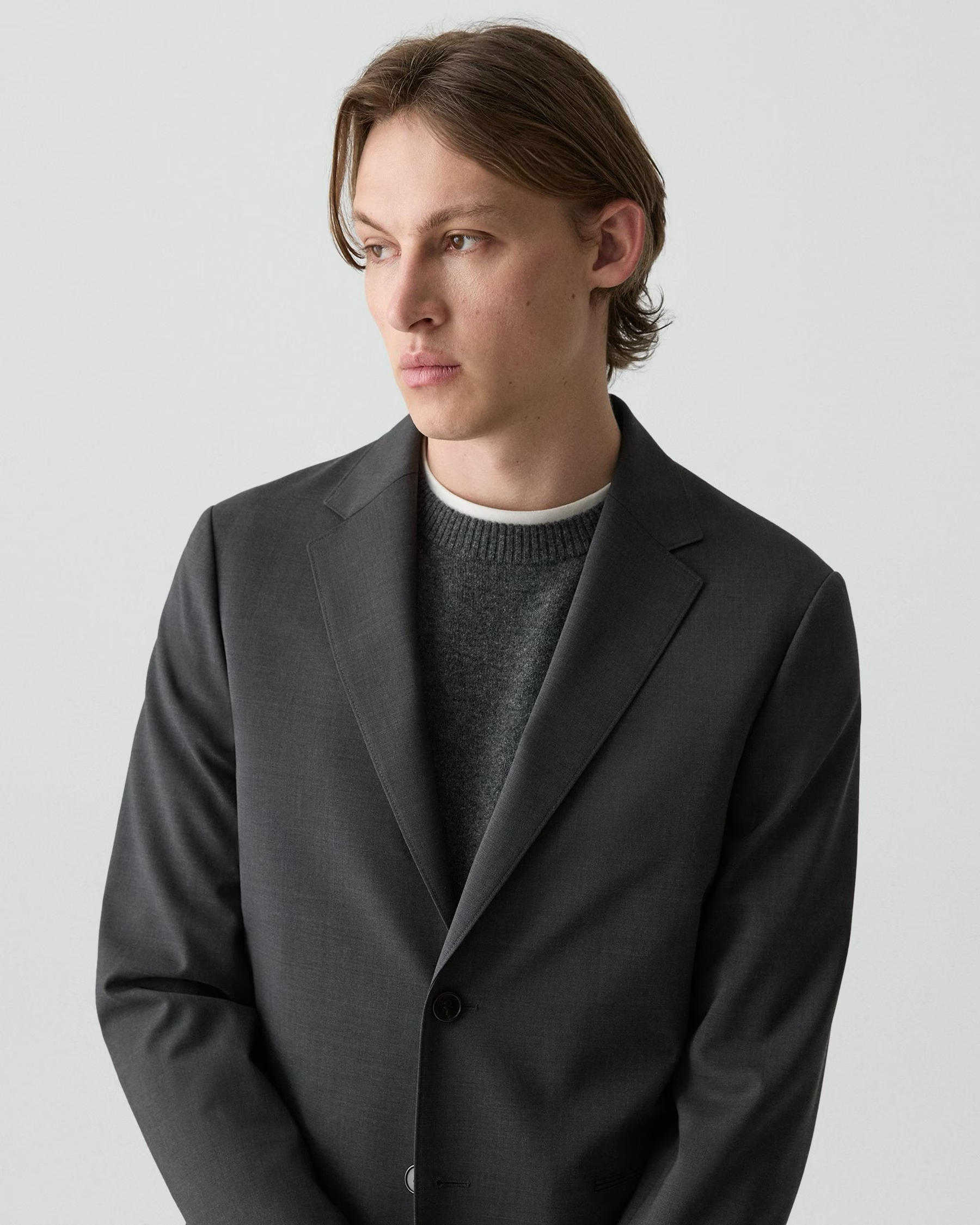 Clinton Travel Blazer in Motion Wool Charcoal Melange