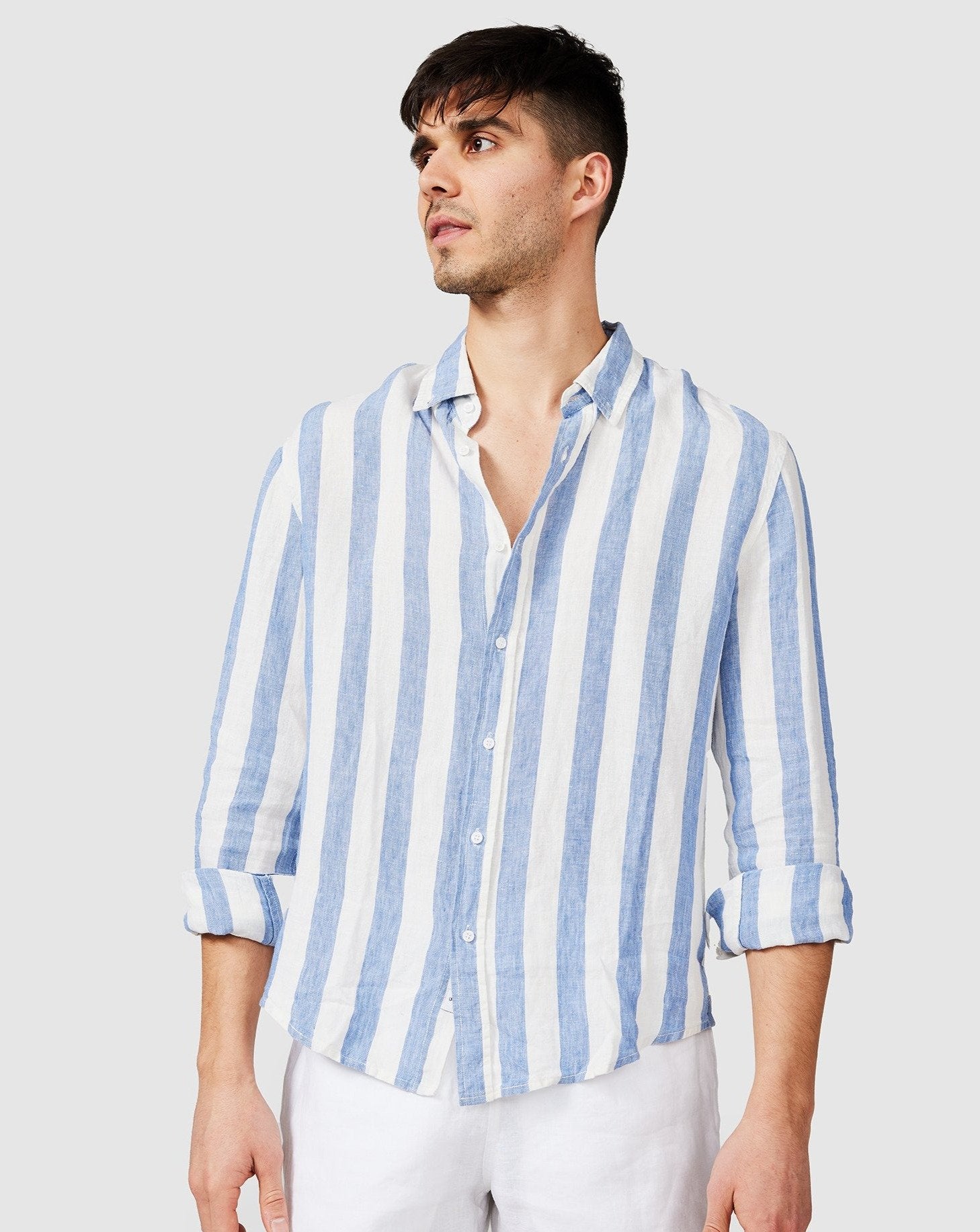 Blue Stripe Linen Shirt Blue Stripe