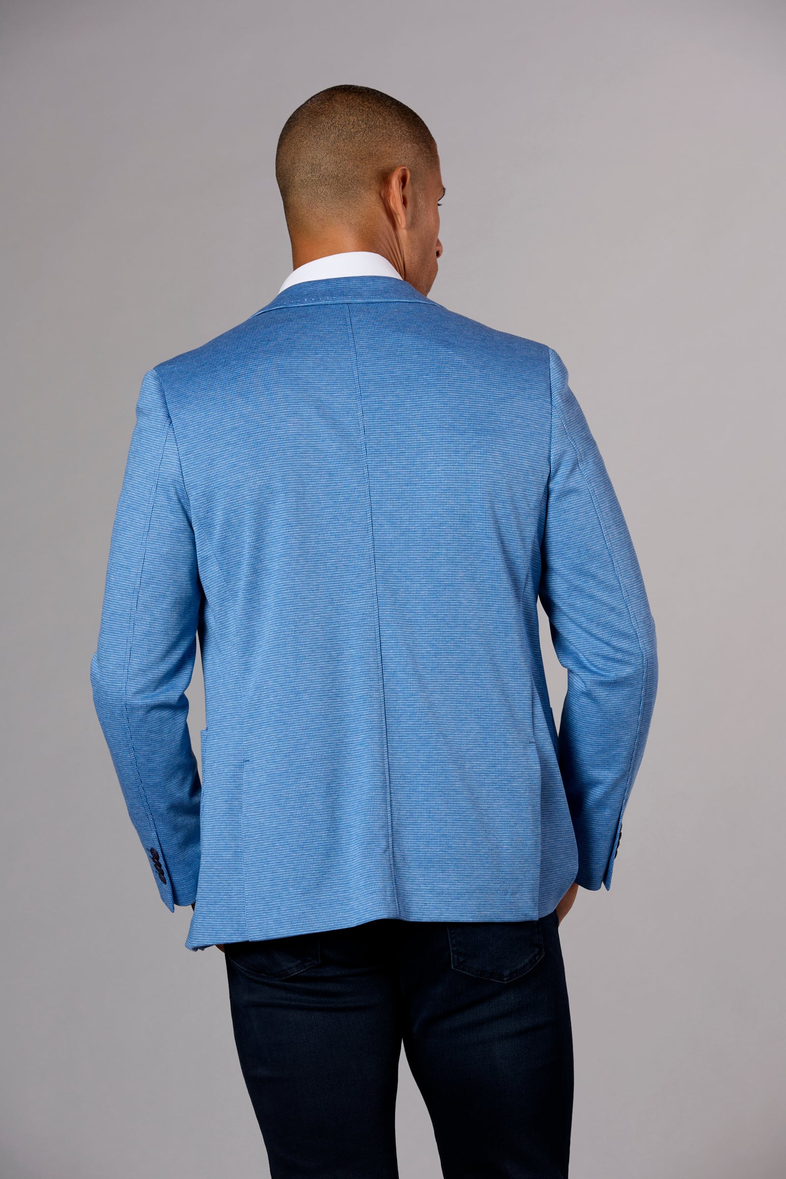 Stretch Knit Patch Pocket Blazer Indigo