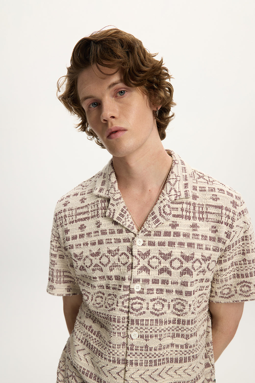 Jaquard Tribal Shirt Burgundy