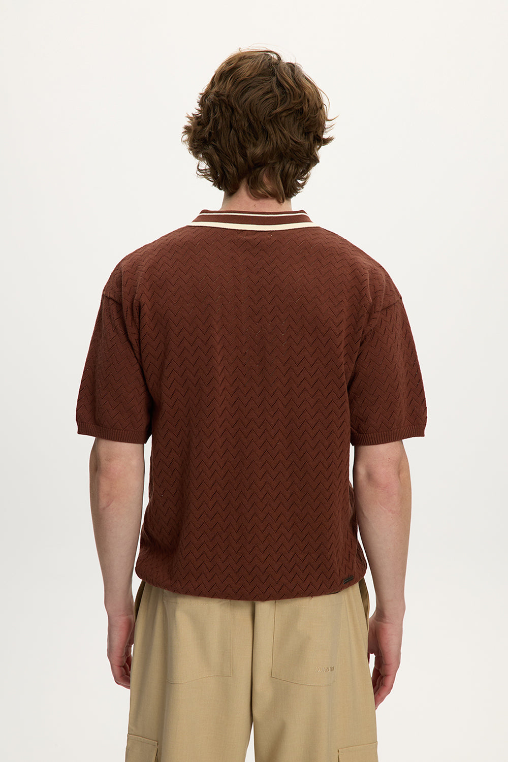 Zip Knit Polo Rust Brown
