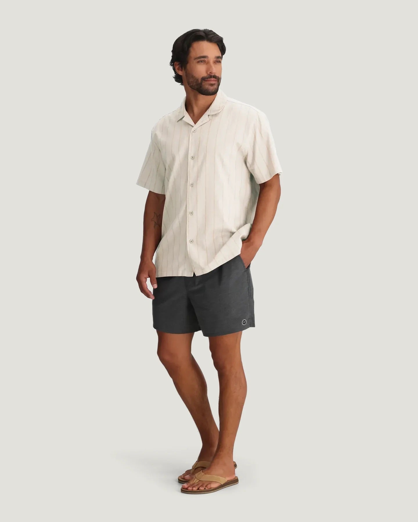 Sullivan's Camp Shirt Sea Salt Vertical Stripe