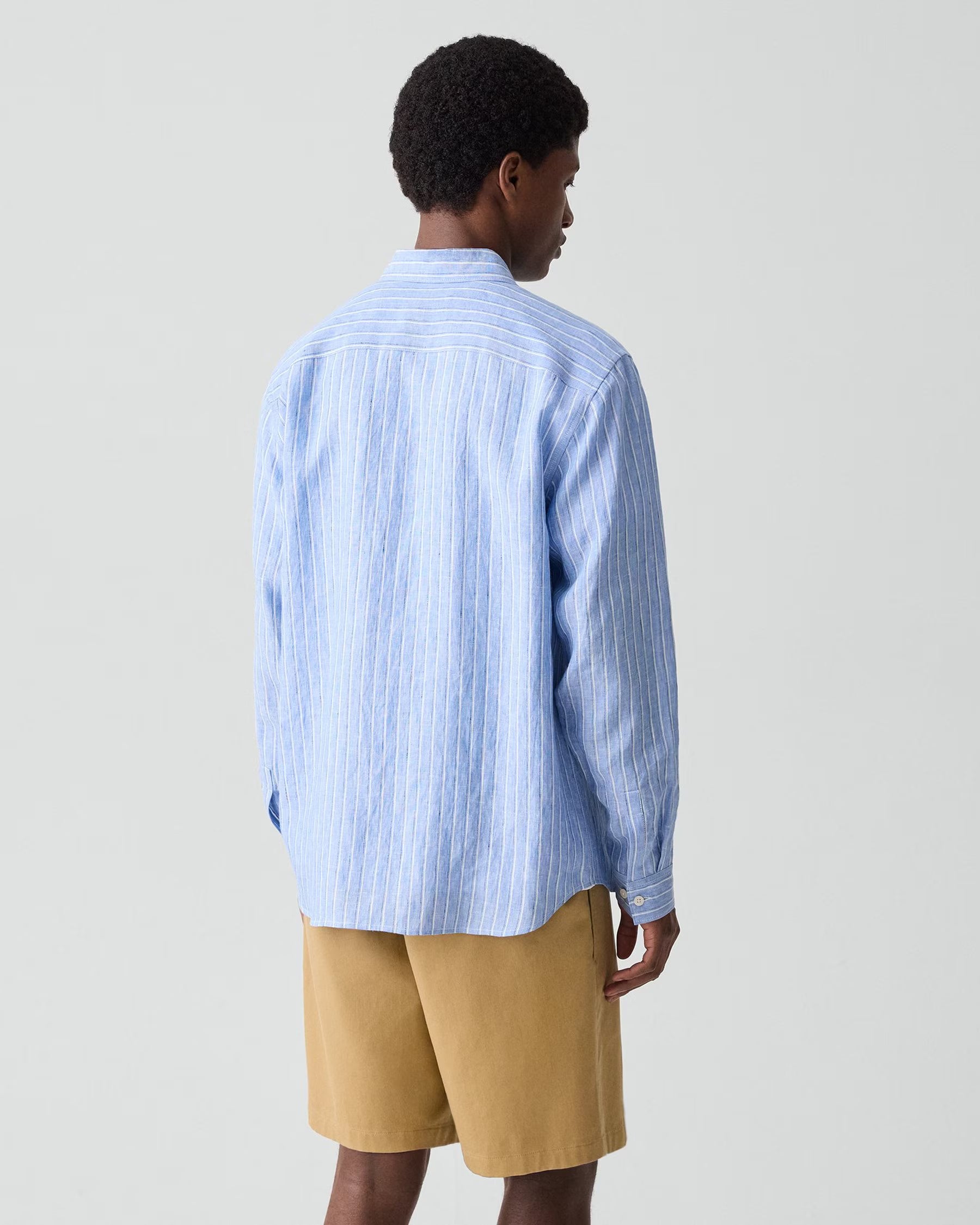 Relaxed Irving Shirt in Linen Crisp Blue Multi