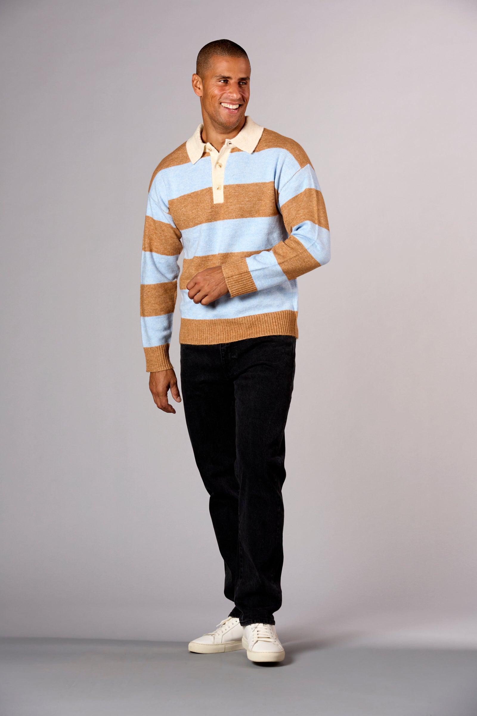 Striped Rugby Sweater Blue/Oat