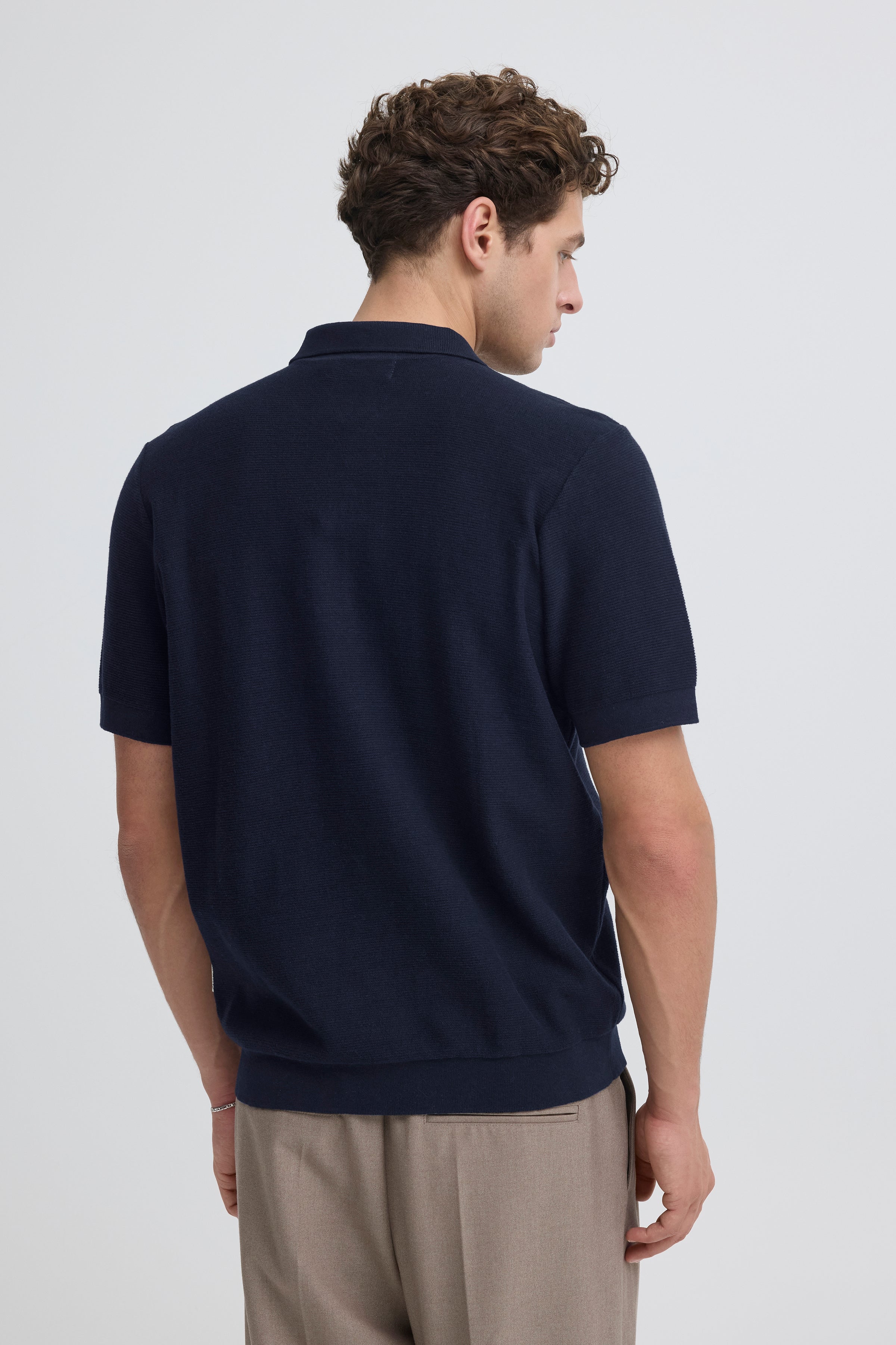 Edward Relaxed Knit Polo Dark Navy