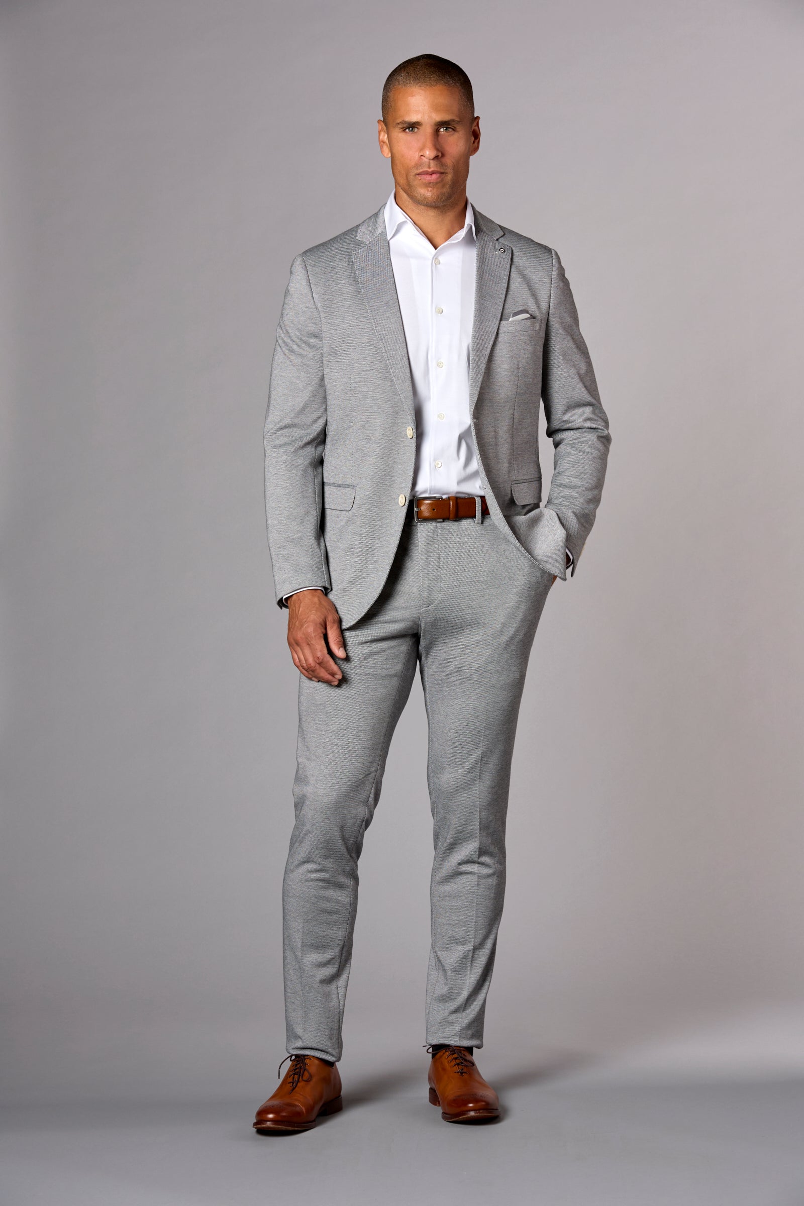 Stretch Knit Patch Pocket Blazer Anthracite