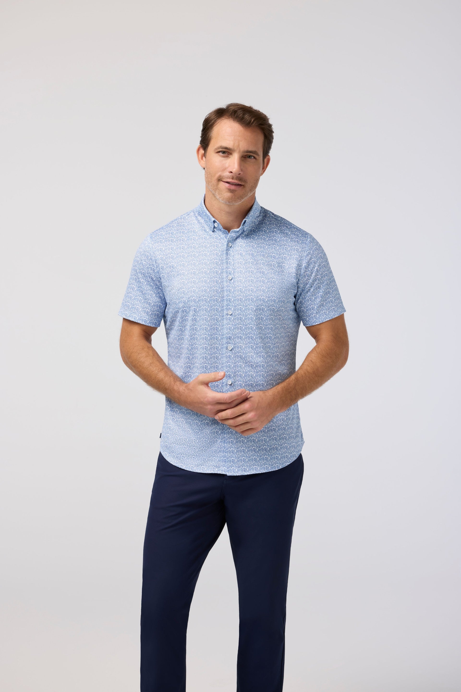 Halyard Short Sleeve Dress Shirt Coastal Fjord Palm Print