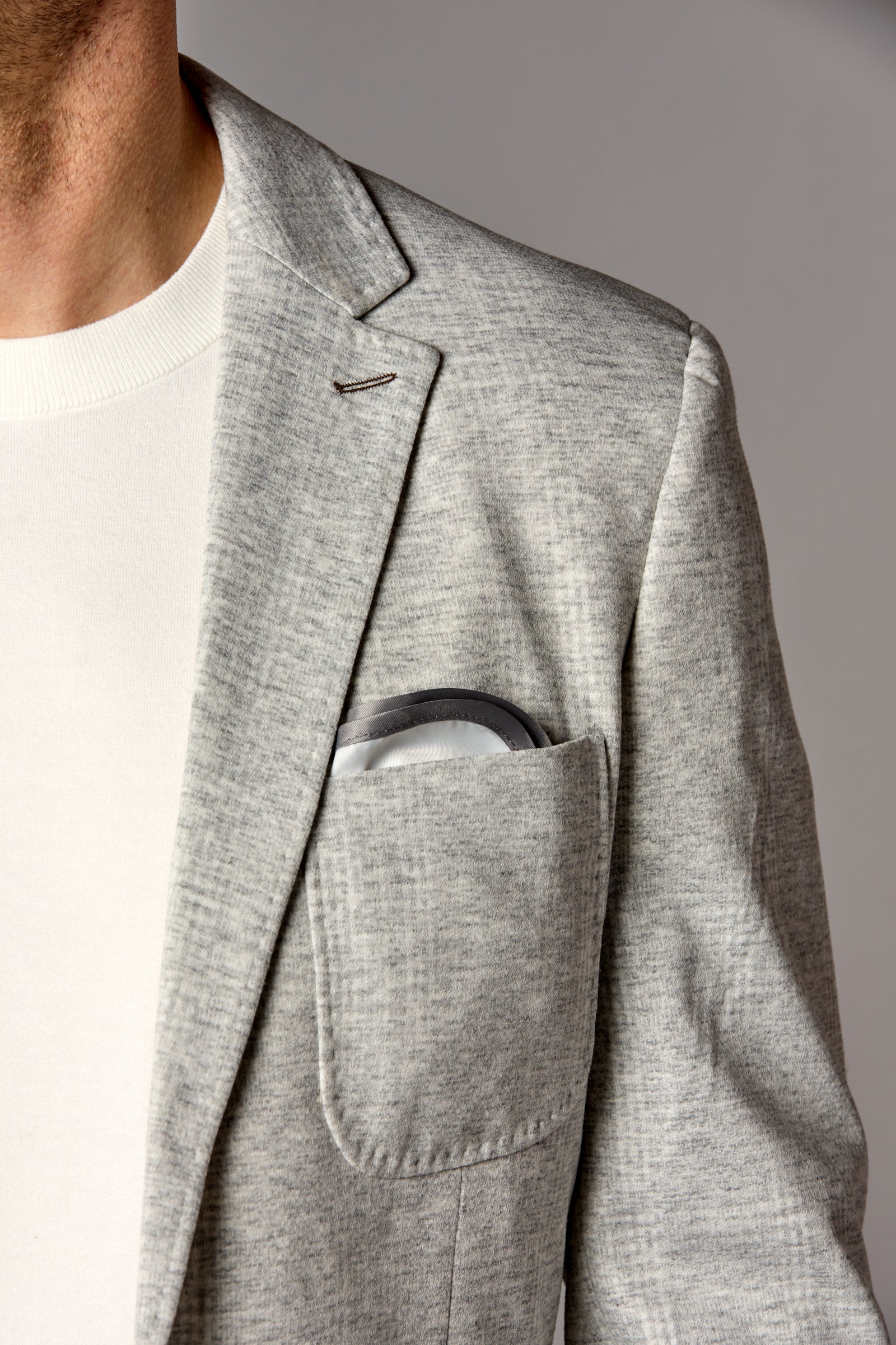 Textured Windowpane Plaid Blazer Grey