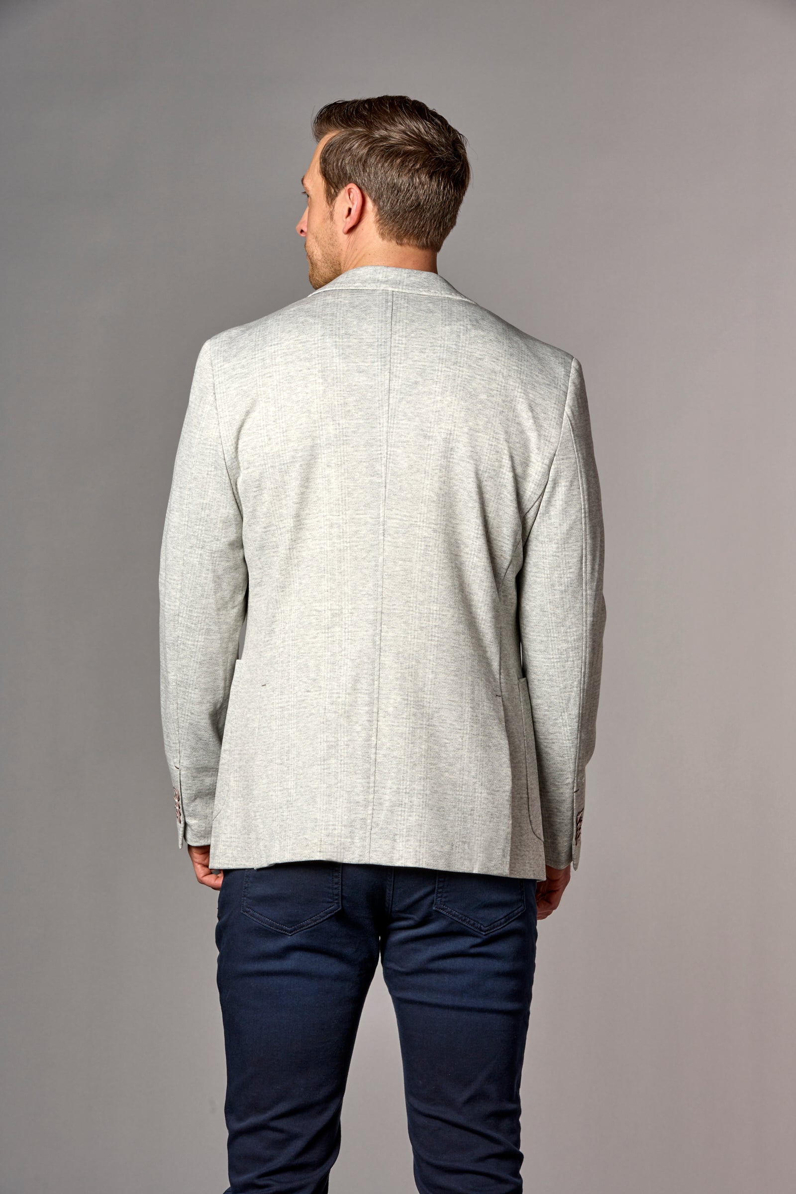 Textured Windowpane Plaid Blazer Grey