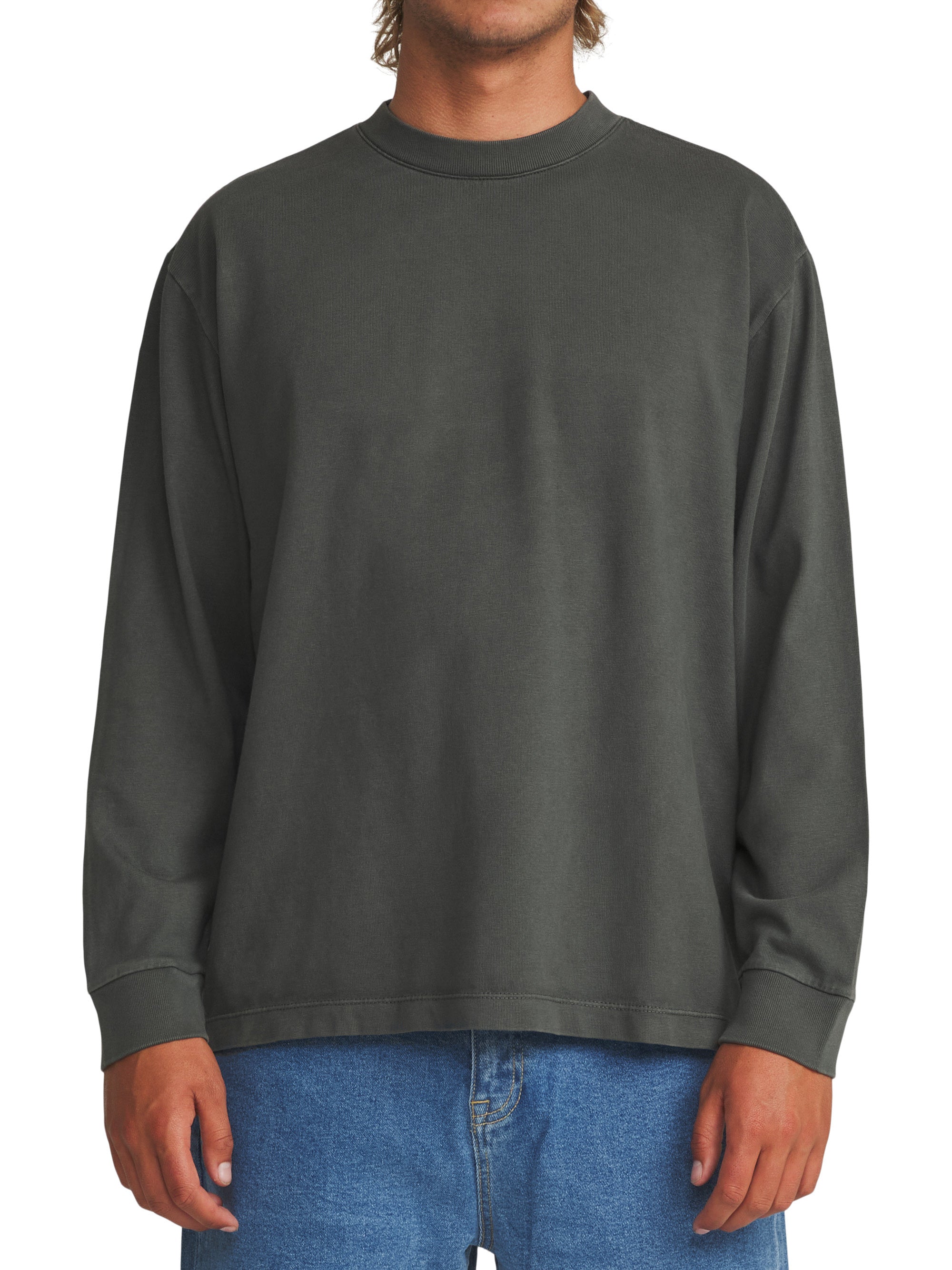 Long Sleeve Box Fit Tee Black Vintage Wash