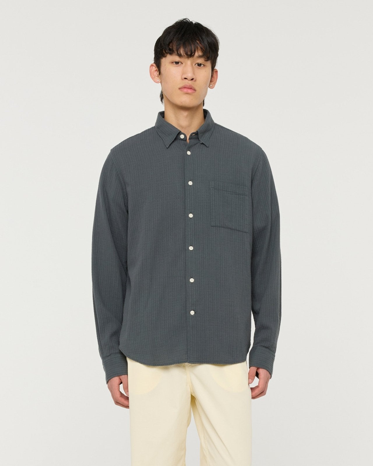 Konga Textured Cotton Shirt Washed Black