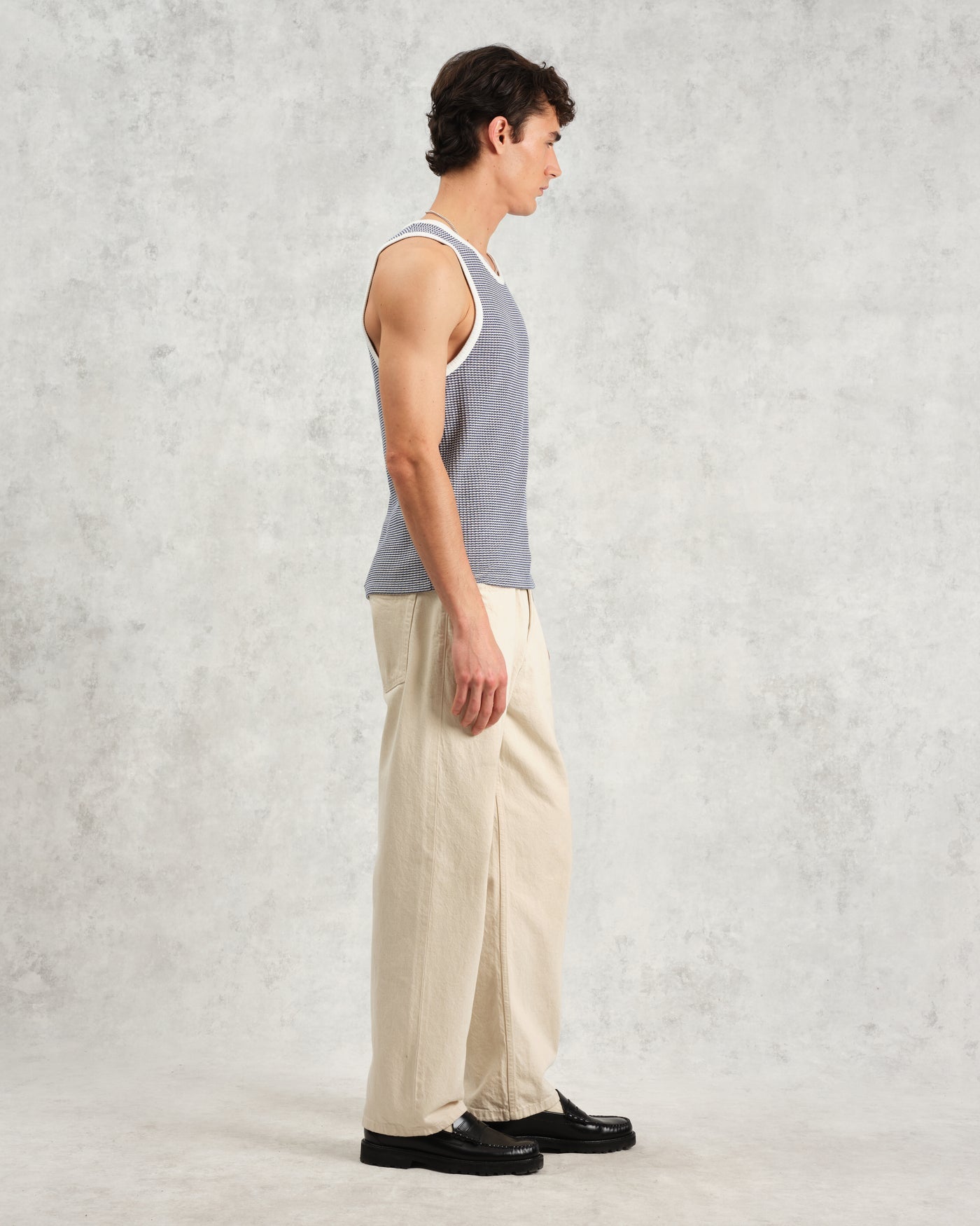 Montague Mini Stripe Tank Blue/Ecru