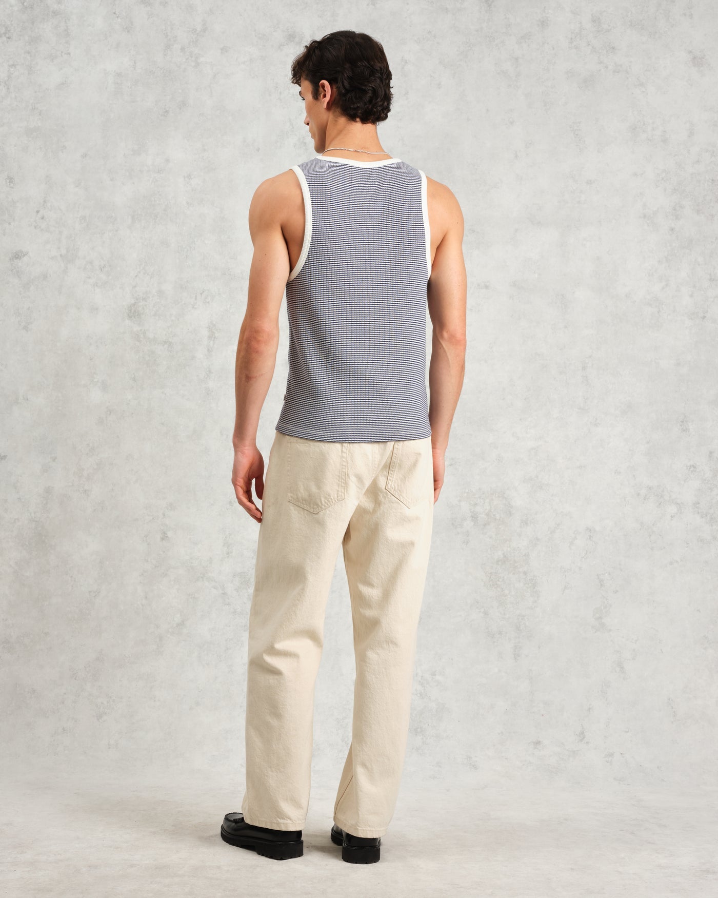 Montague Mini Stripe Tank Blue/Ecru