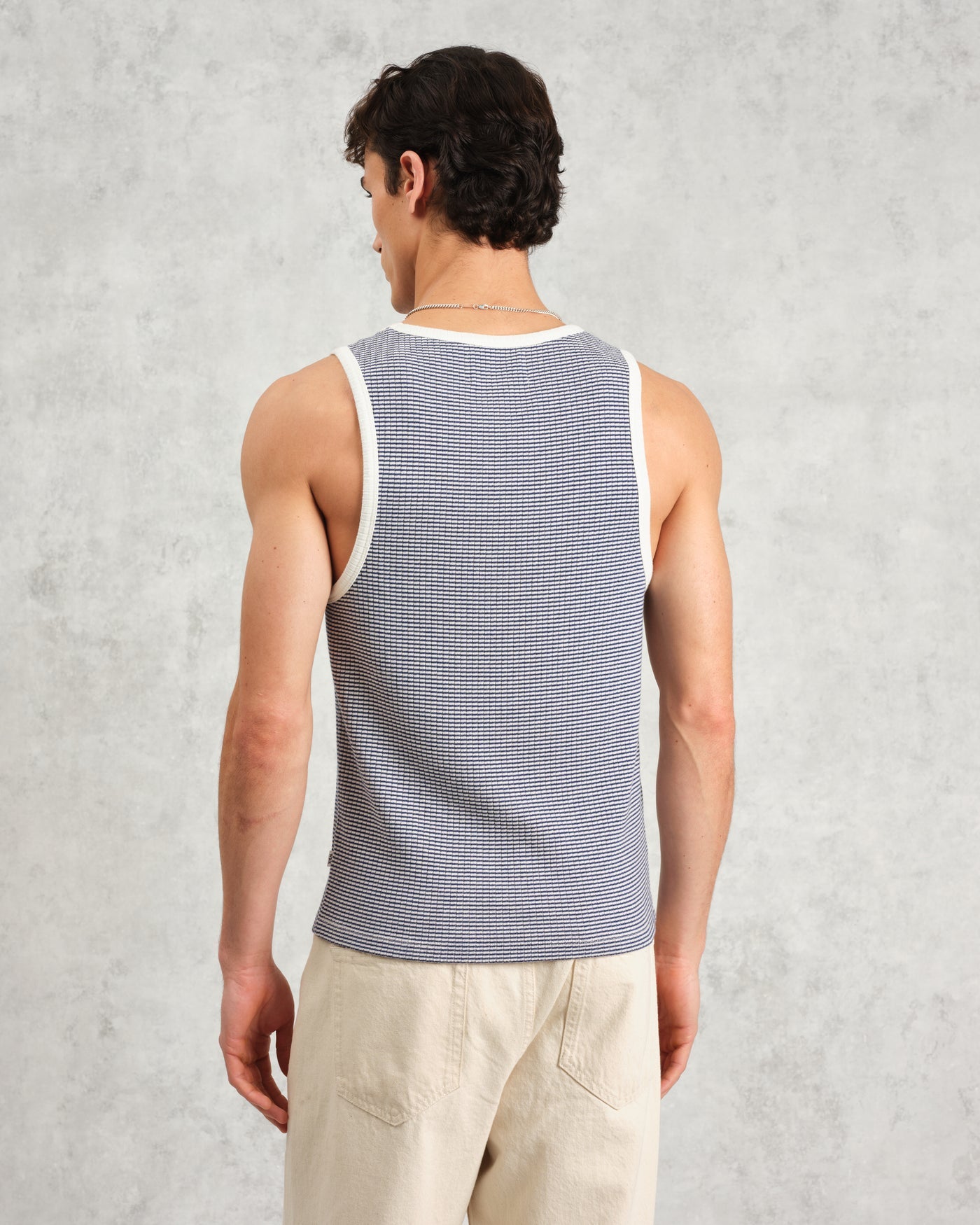 Montague Mini Stripe Tank Blue/Ecru