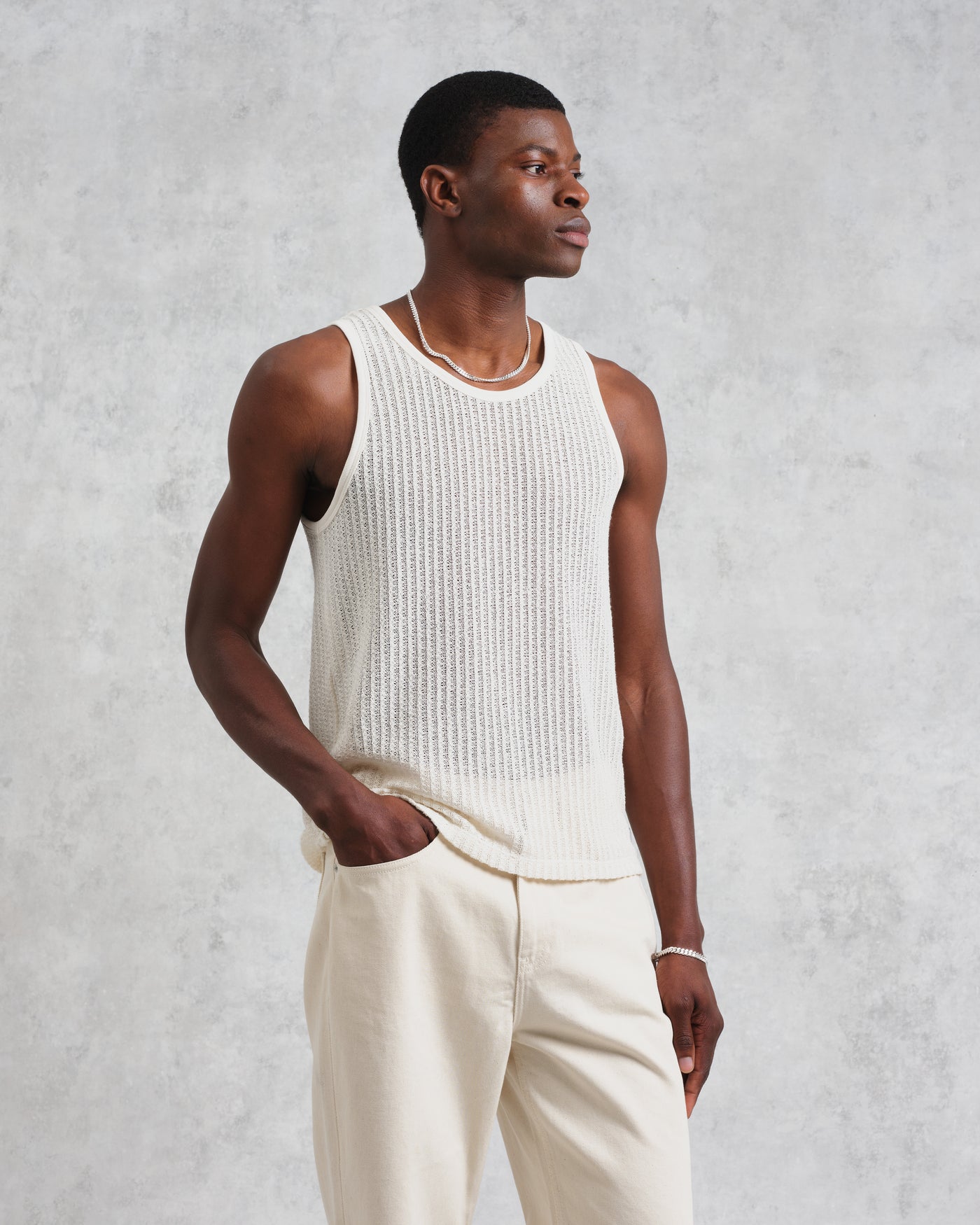 Prim Jersey Lace Tank Ecru