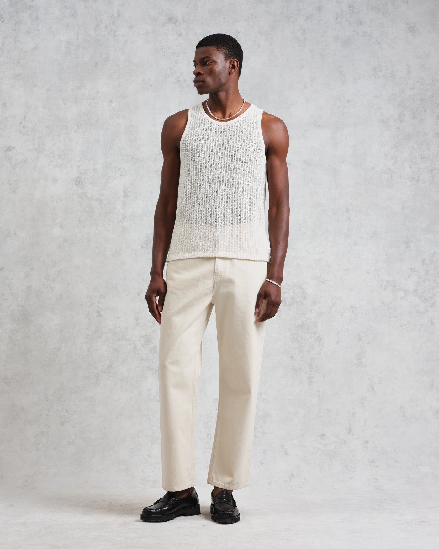 Prim Jersey Lace Tank Ecru